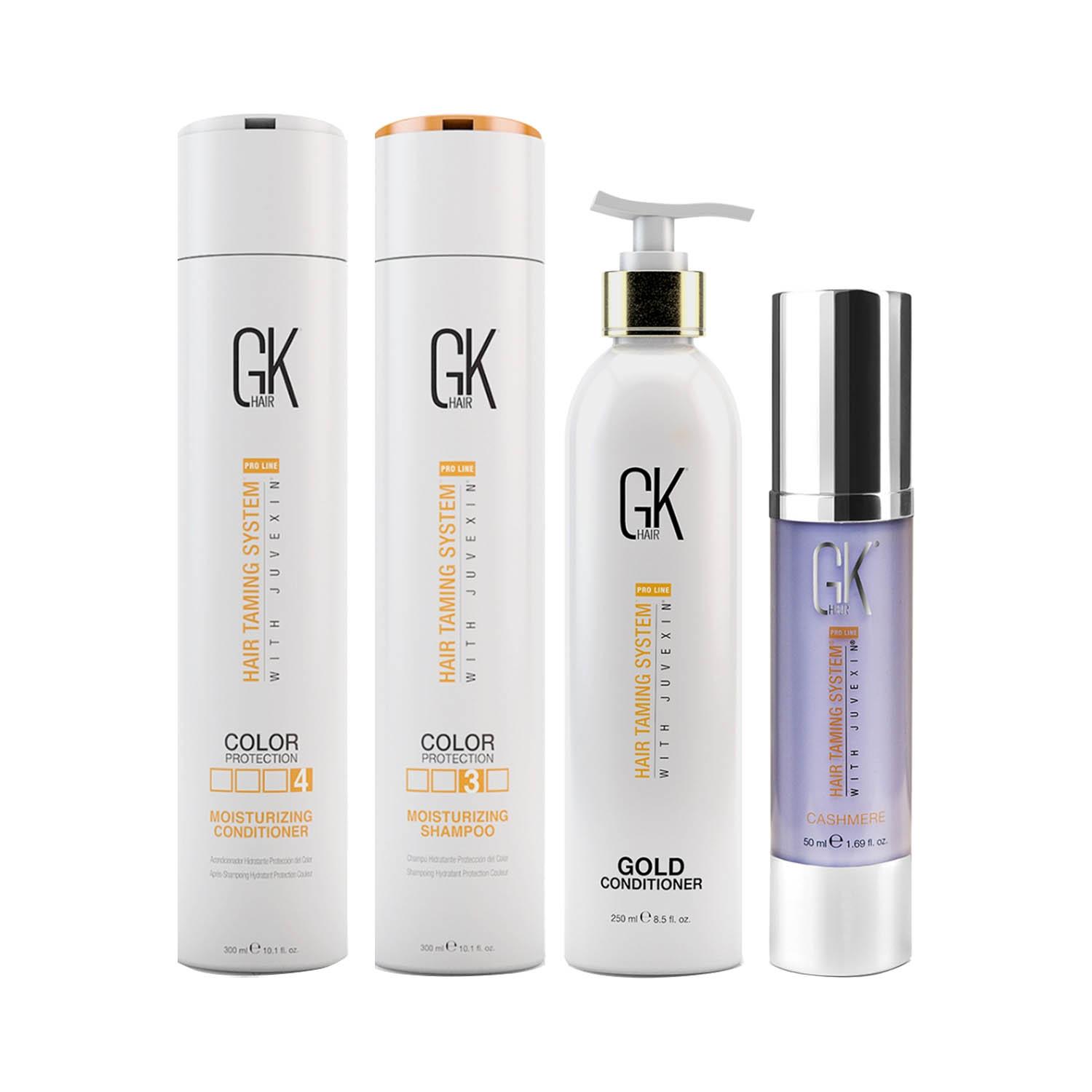 GK Hair | GK Hair Moisturizing Shampoo and Conditioner 300ml with Cashmere 50ml and Gold Conditioner 250ml