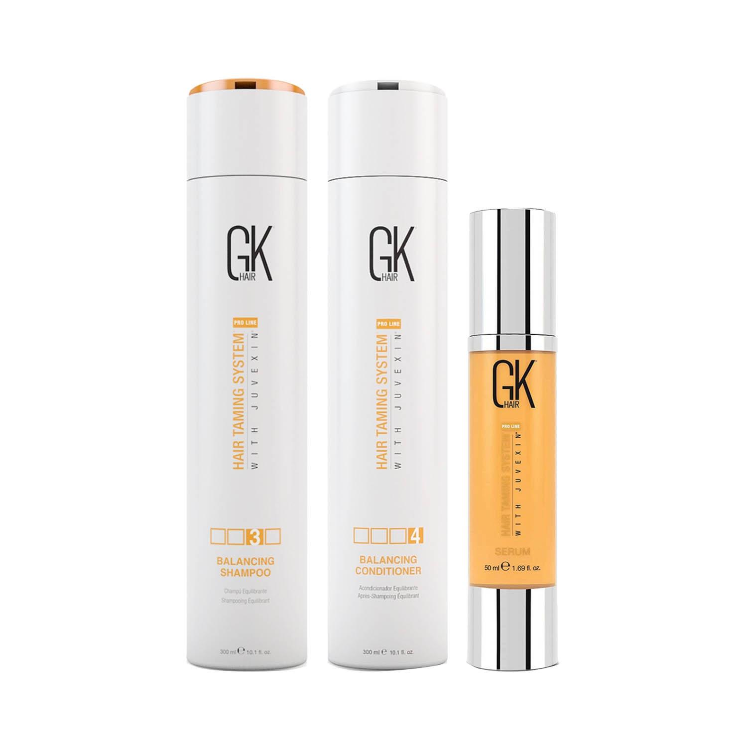 GK Hair | GK Hair Balancing Shampoo and Conditioner (300ml) with Argan serum (50ml) Combo