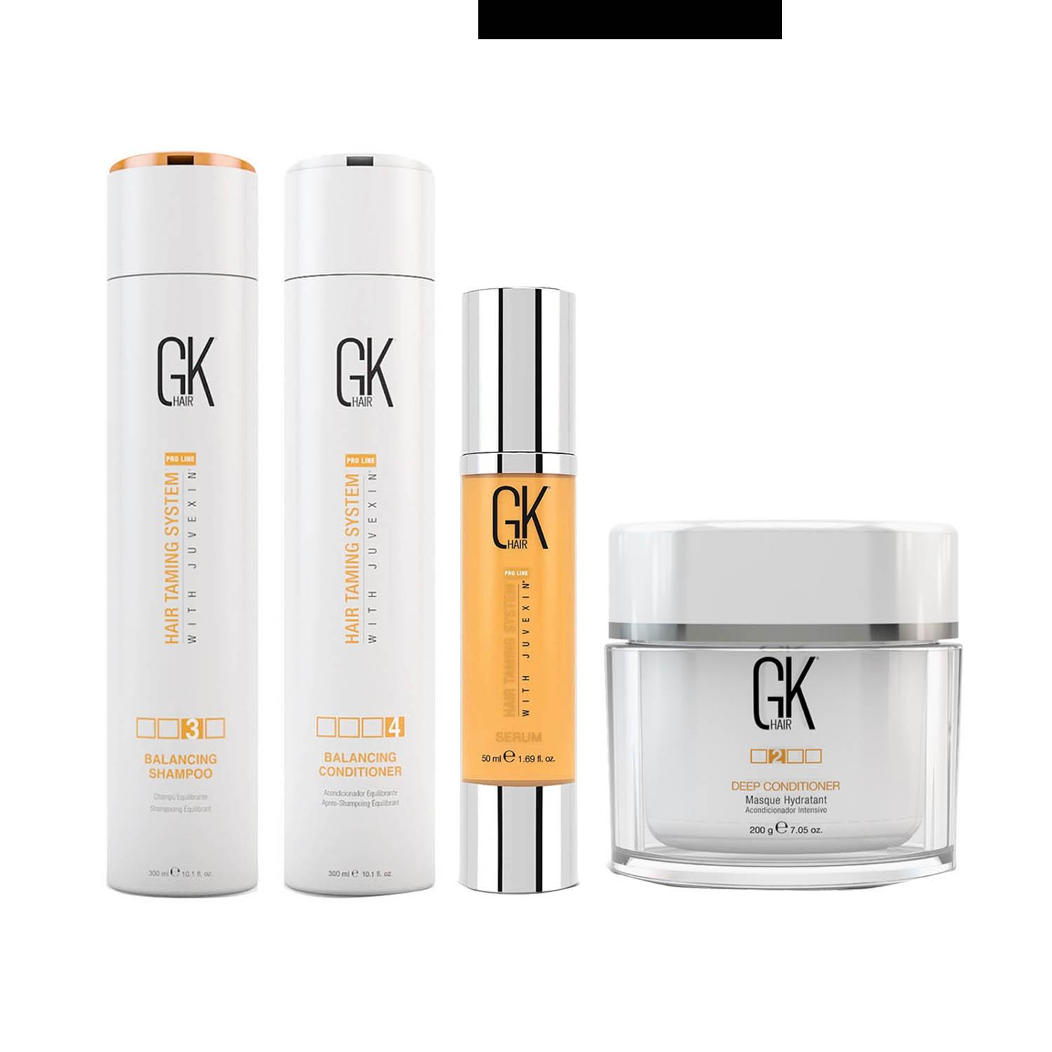 GK Hair | GK Hair Balancing Shampoo and Conditioner(300ml)Argan Serum(50ml)Deep-Conditioner Masque(200g) Combo
