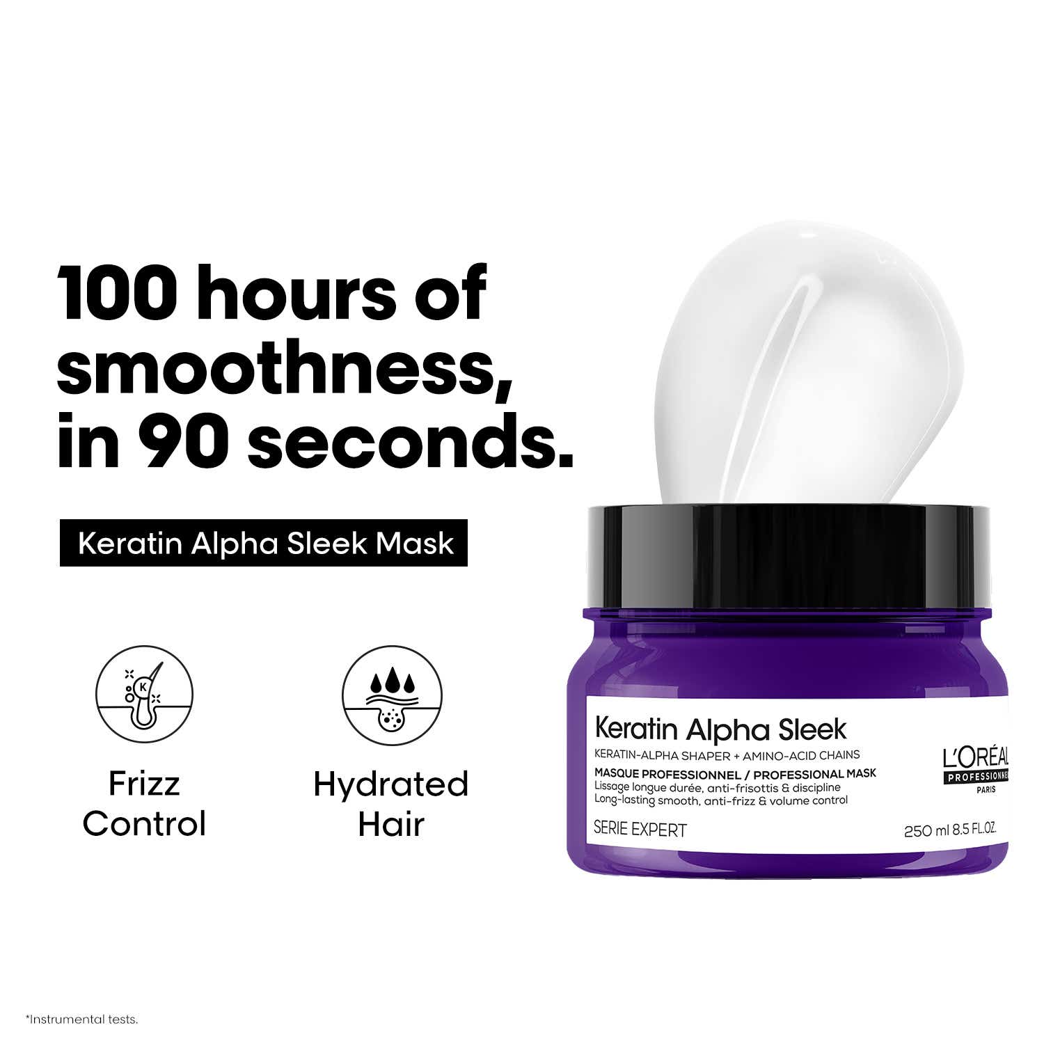 L'OREAL PROFESSIONNEL | L'OREAL PROFESSIONNEL Keratin Alpha Sleek Mask for Frizz Free and Hydrated Hair (250 ml)