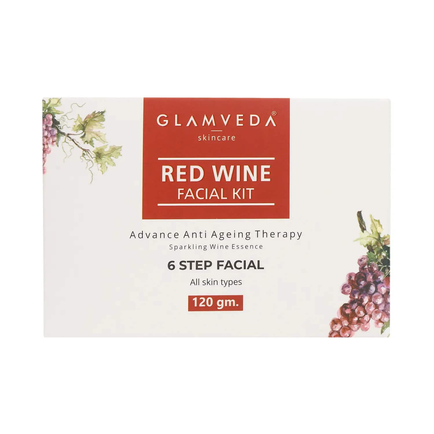 Glamveda | Glamveda Red Wine Advance Anti Ageing Facial Kit (120g)