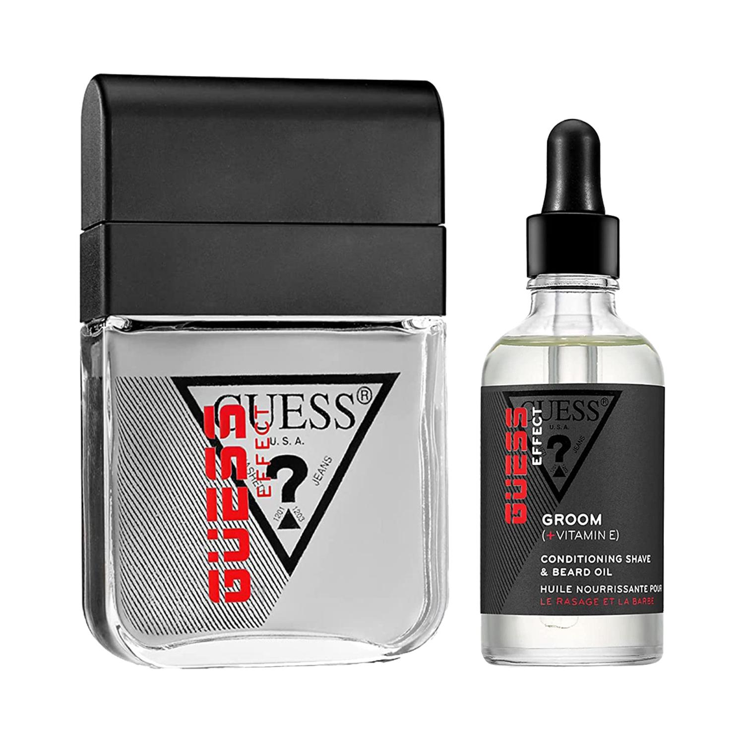 Guess | Guess Effect Cool Men Aftershave (100 ml) & Vitamin E Conditioning Shave & Beard Oil (50 ml) Combo