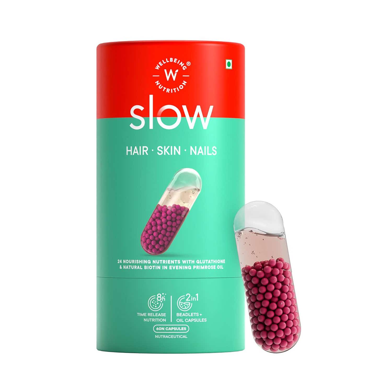 Wellbeing Nutrition | Wellbeing Nutrition Slow Skin Hair and Nails Capsule for Men & Women (60 Capsules)