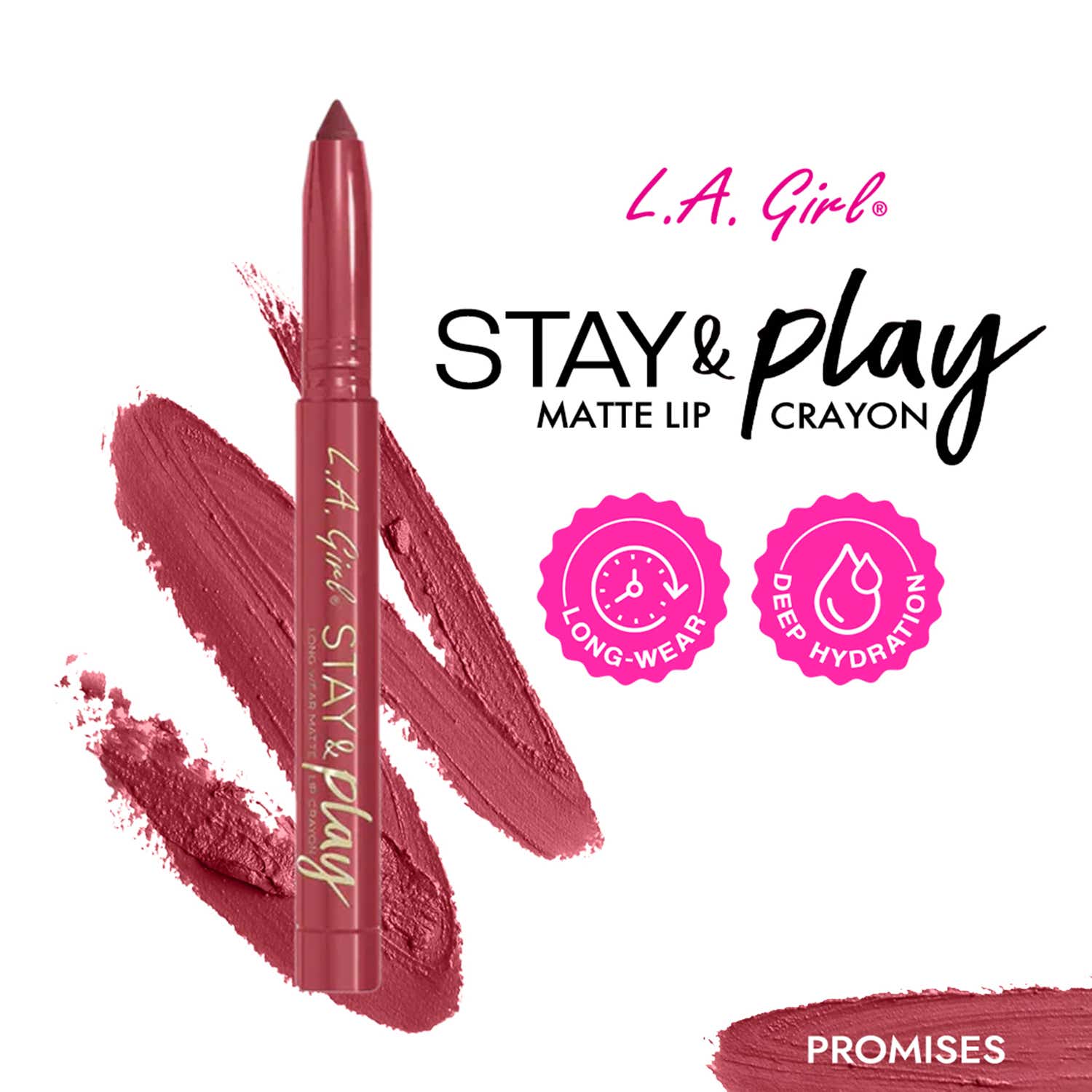Buy L.A. Girl Stay and Play Matte Lip Crayon - Promises (1.4 g) Online