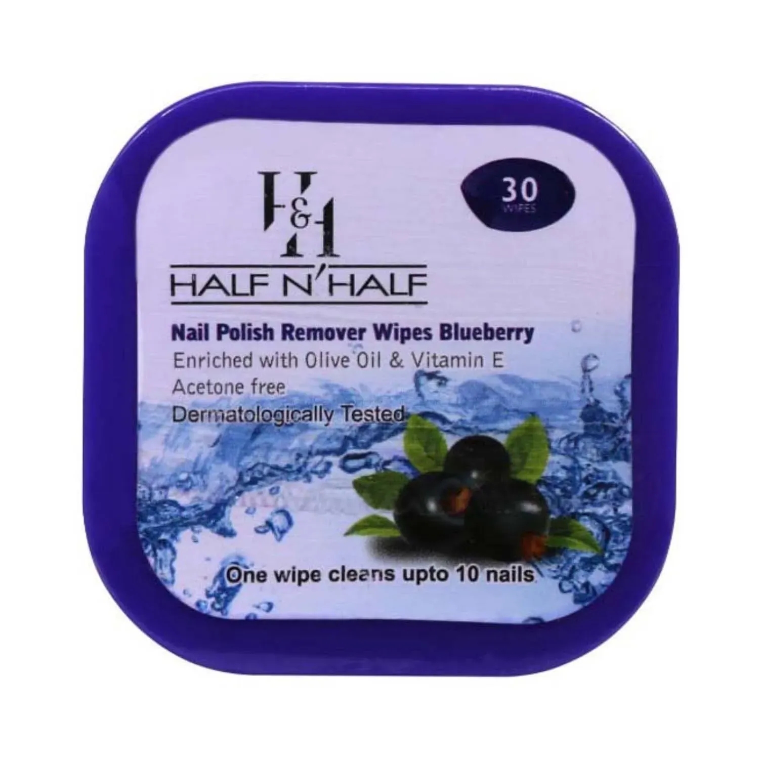 Half N Half | Half N Half Blueberry Nail Polish Remover Wipes - (30 Pcs)