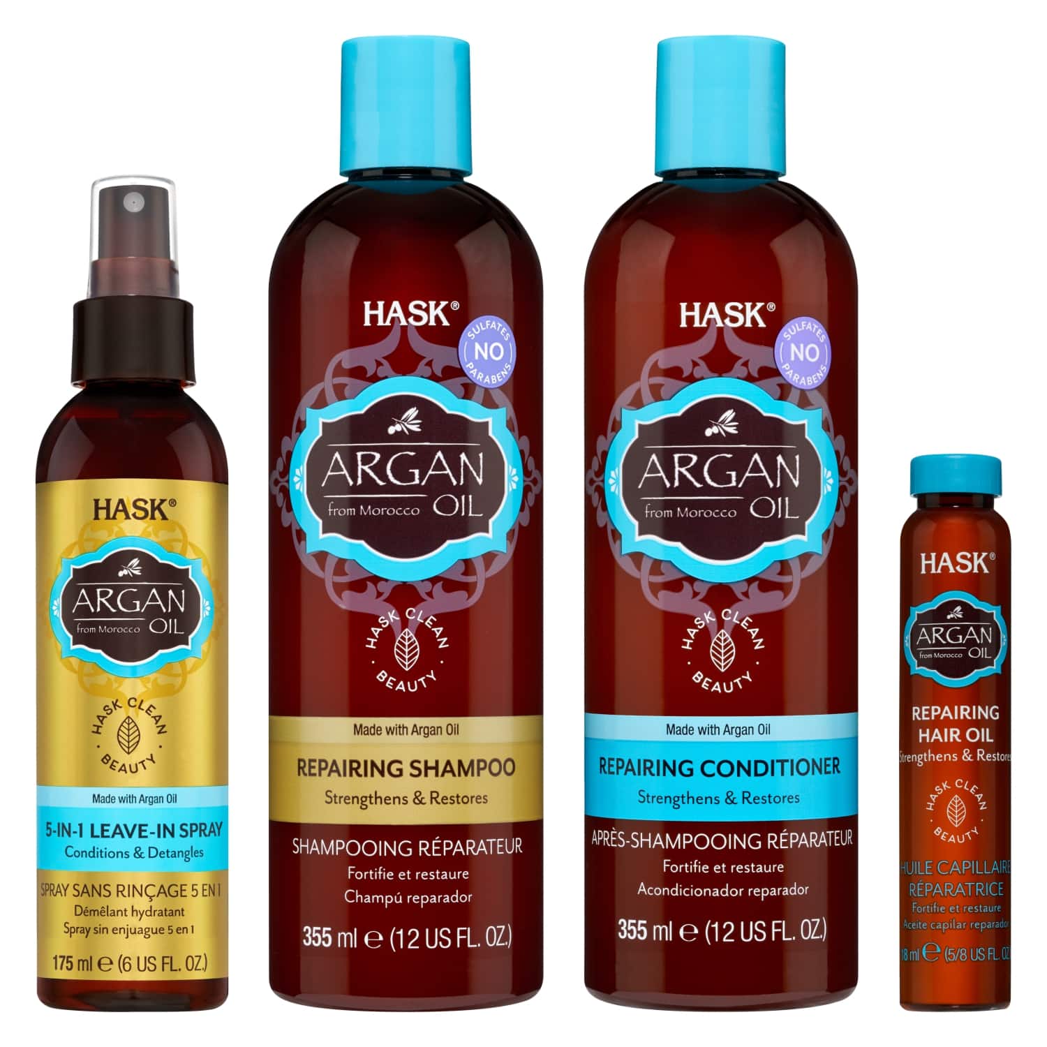Hask | Hask Argan Oil Repairing Kit - Shampoo, Conditioner, Spray & Hair Oil Combo