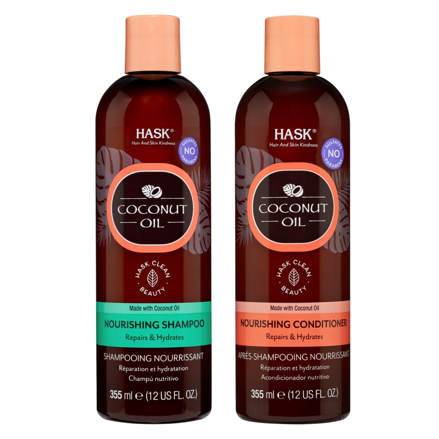 Hask | Hask Coconut Oil Nourishing Shampoo & Conditioner Combo (355 ml + 355 ml)