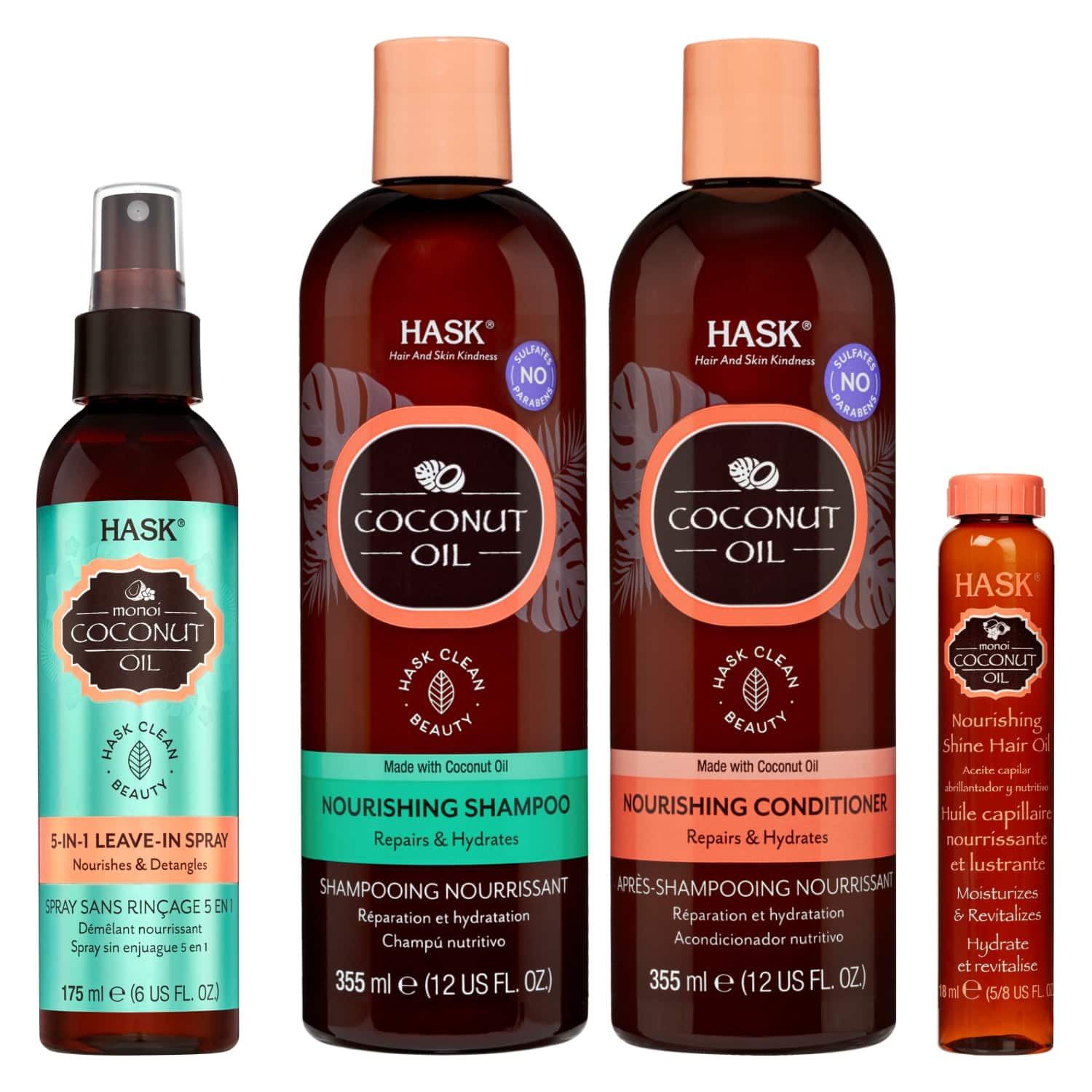 Hask | Hask Coconut Oil Nourishing Kit - Shampoo, Conditioner, Spray & Hair Oil Combo