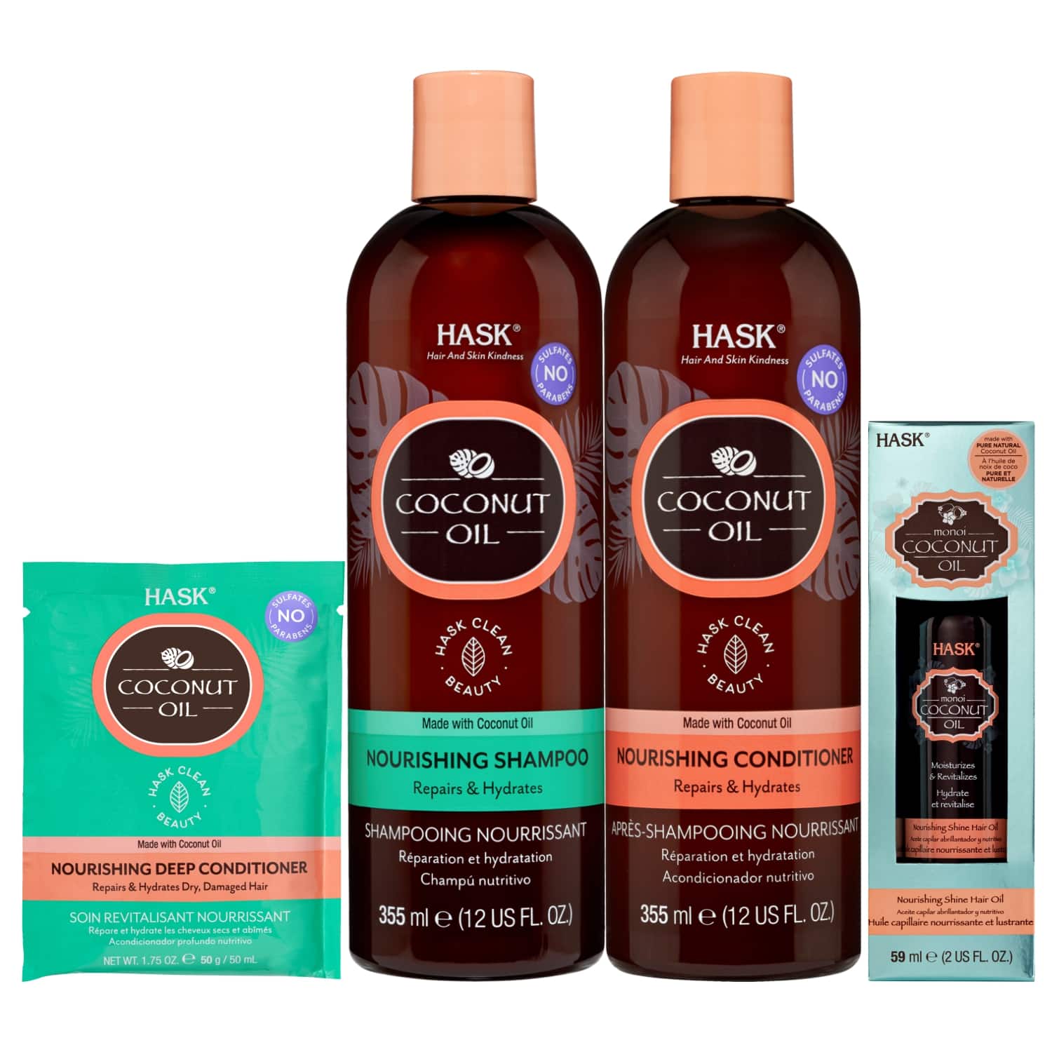 Hask | Hask Coconut Oil Hydration Kit (Shampoo, Conditioner, Hair Oil & Deep Conditioner)