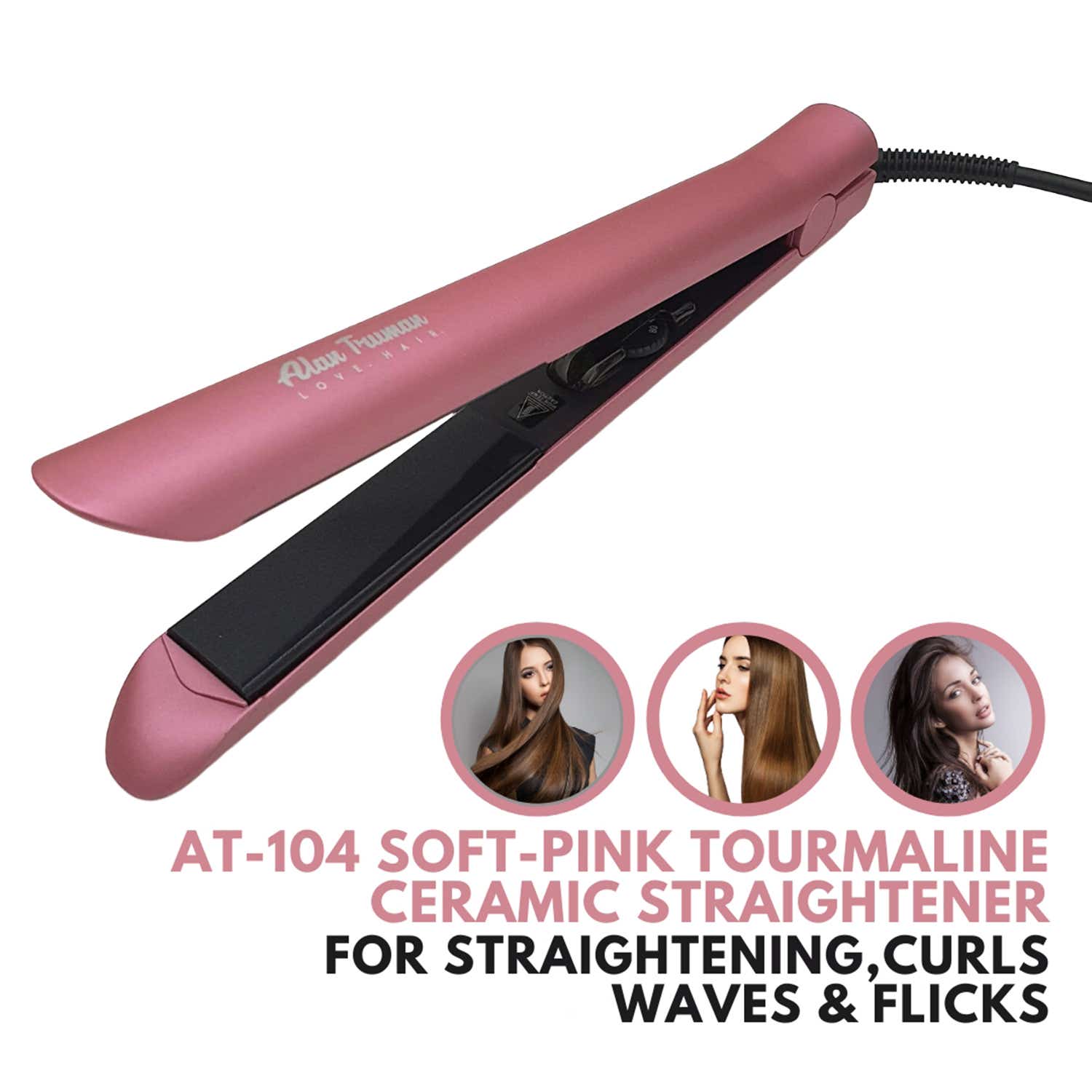 Alan Truman | Alan Truman Soft Pink Tourmaline Ceramic Straightener AT-104 (1 pc)