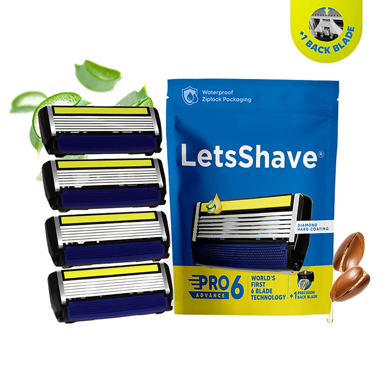 LetsShave | LetsShave Pro 6 Advance Manual Shaving Razor Blades Refills Cartridge for Men (4 pcs)