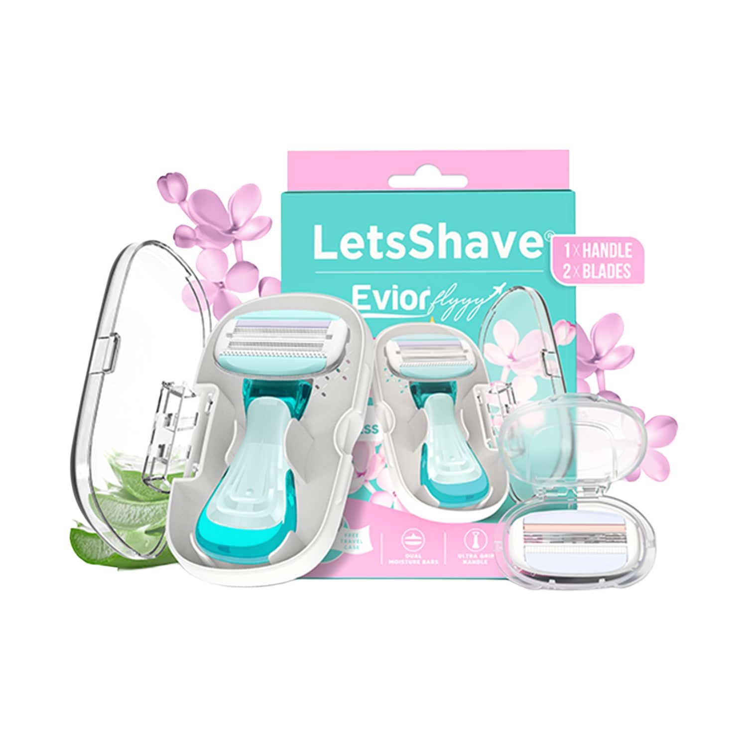 LetsShave | Letsshave Evior Flyyy 1 Handle + 2 Blades World's First 6-Blade Compact Shaving Razor for Women