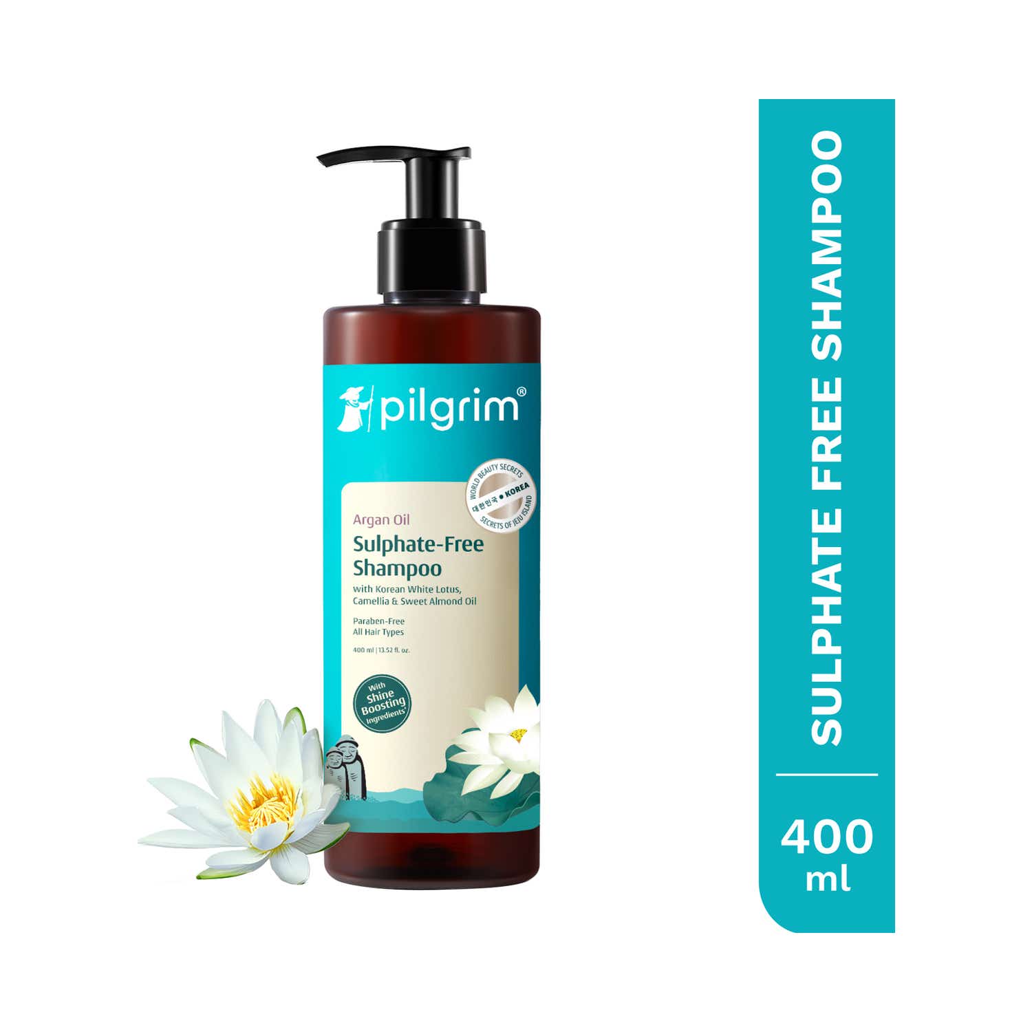 Pilgrim | Pilgrim Argan Oil Sulphate Free Shampoo with Korean White Lotus Nourished Hair (400 ml)