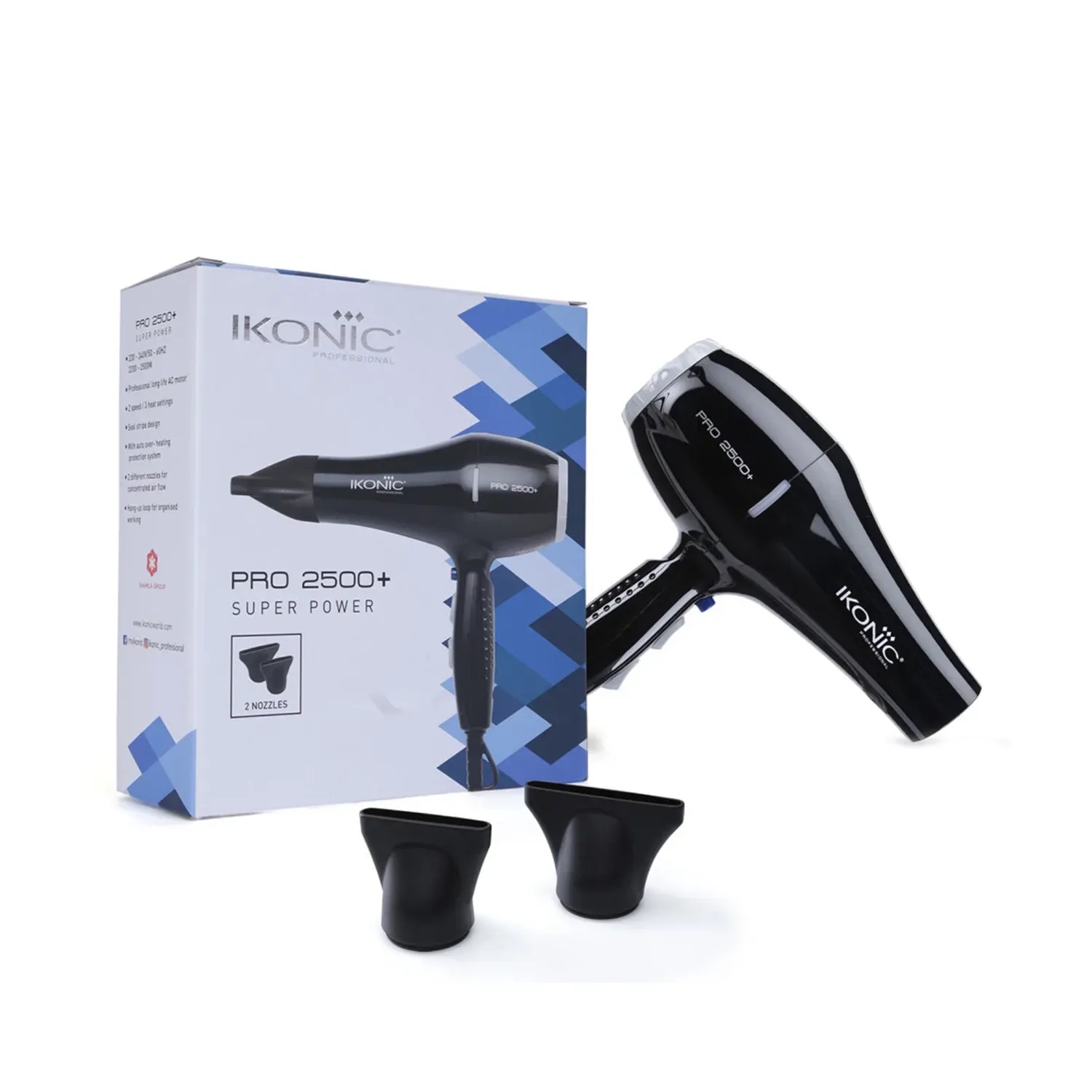 Ikonic Professional | Ikonic Professional 2500+ Pro Hair Dryer (Black)