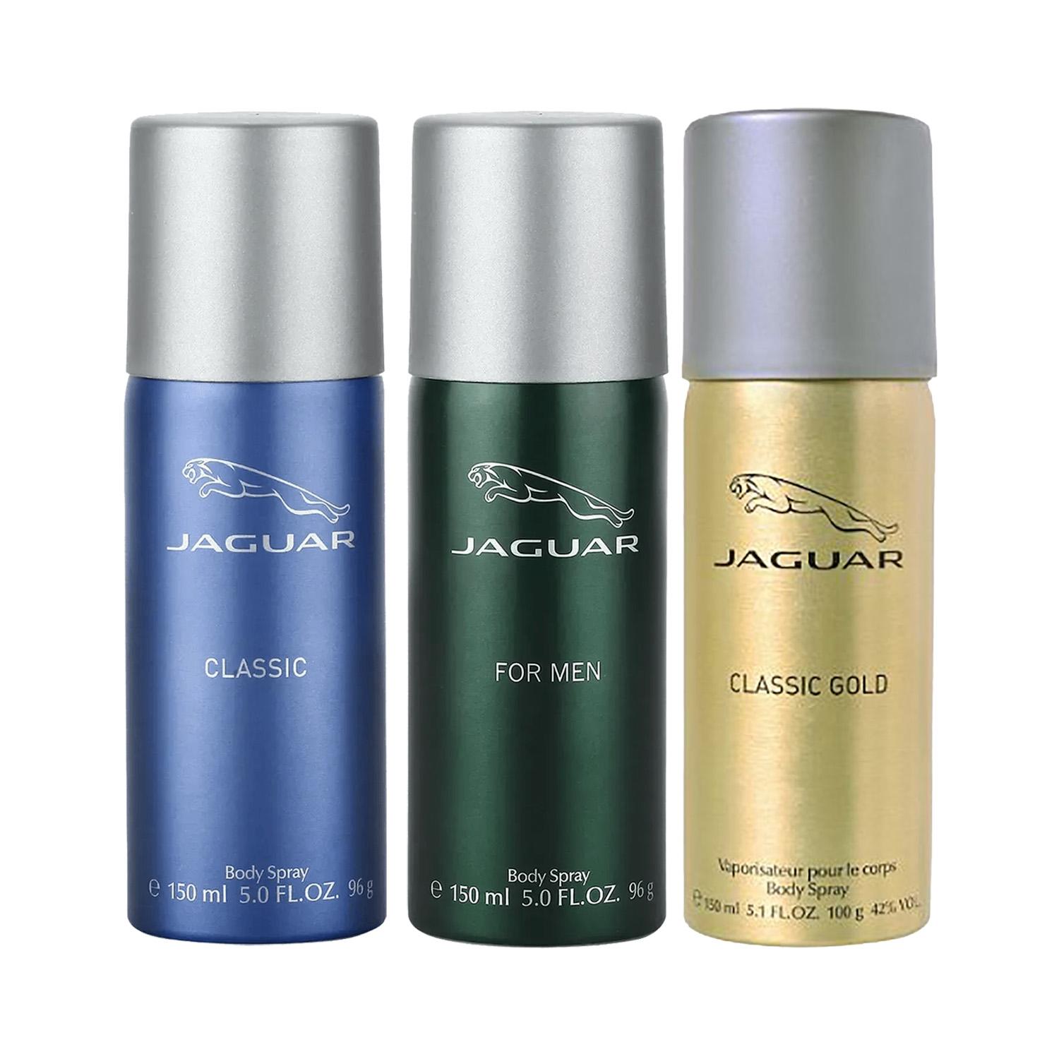 Jaguar | Jaguar Classic + For Men + Classic Gold Deodorant (Pack of 3)