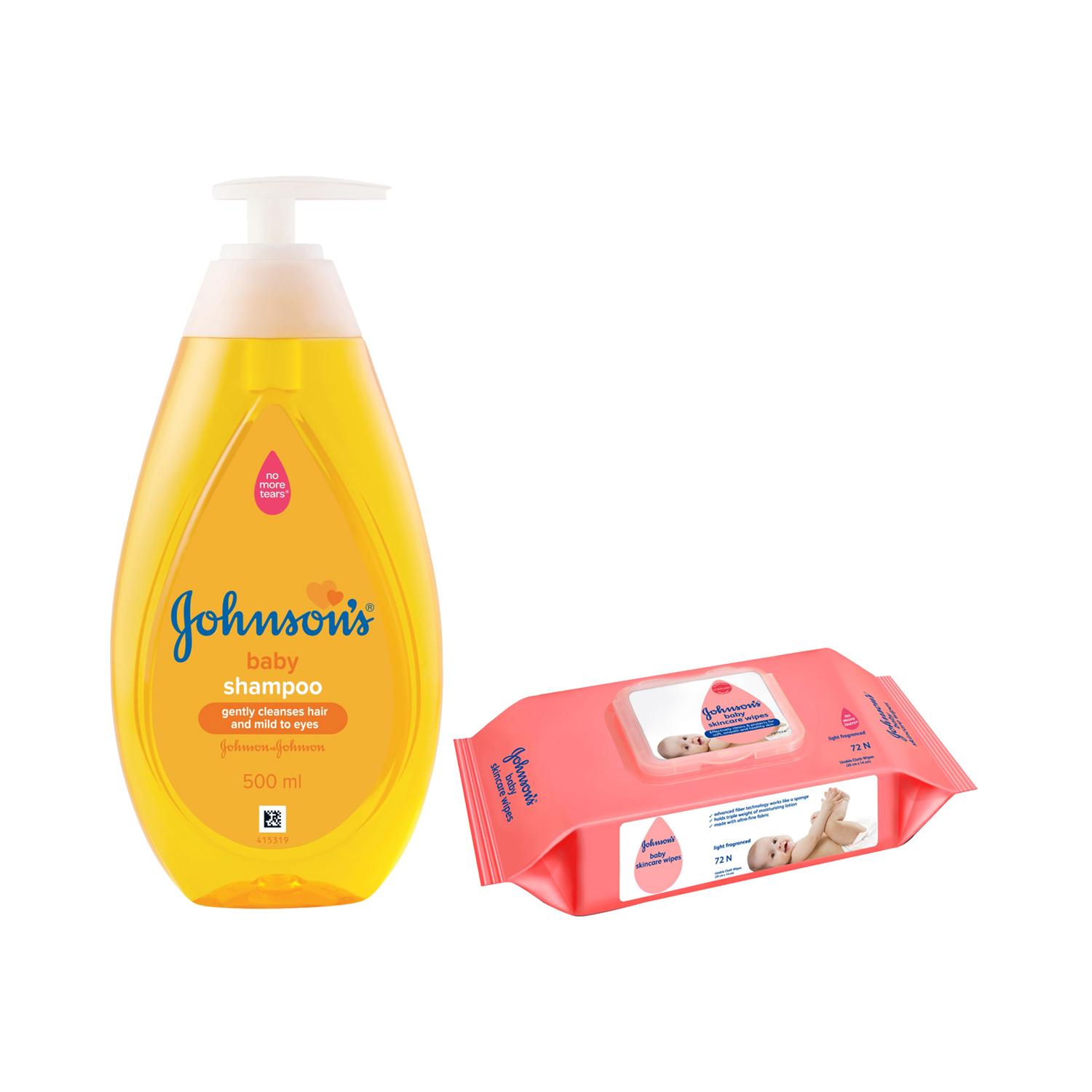 Johnson's Baby | Johnson's Baby Baby Shampoo (500ml) & Baby Skincare Wipes Combo