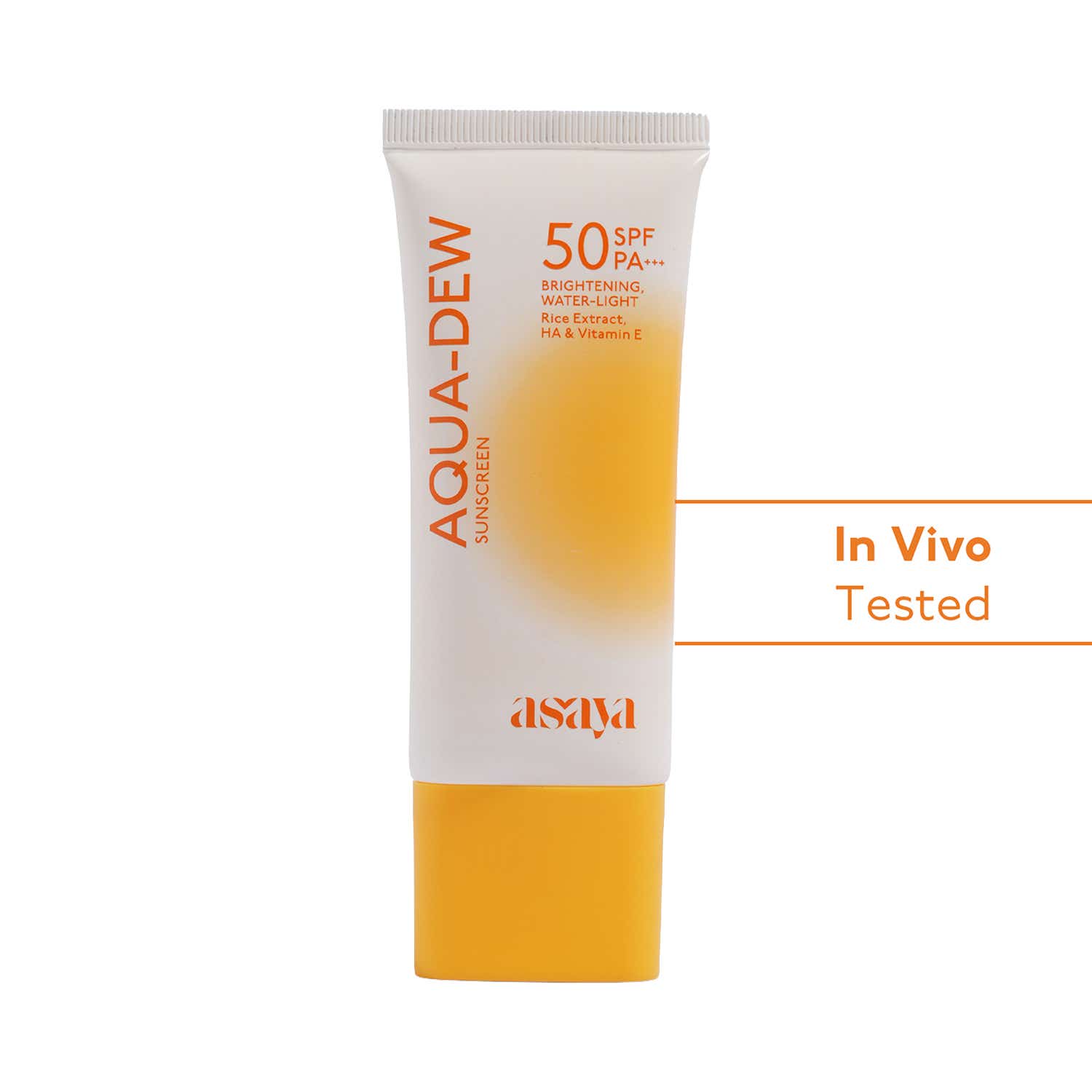 Asaya | ASAYA Aqua Dew Sunscreen, In-VIVO Tested, SPF 50 PA+++ Rice Extract Zero White Cast (50 g)