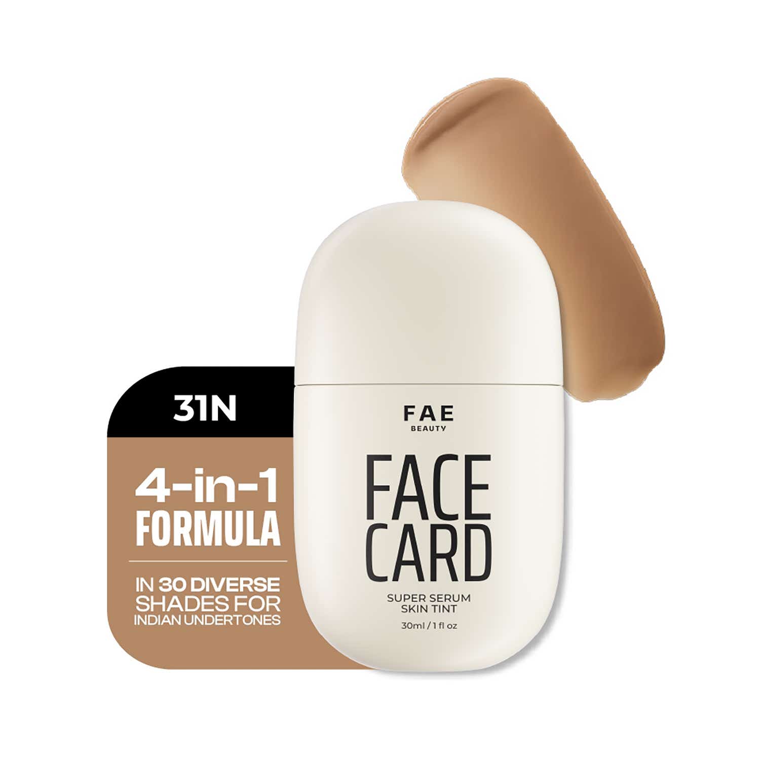 FAE BEAUTY | FAE BEAUTY Face Card 4-in-1 Super Serum Skin Tint With Dewy Finish, Shade - 31N - Neutral (30 ml)