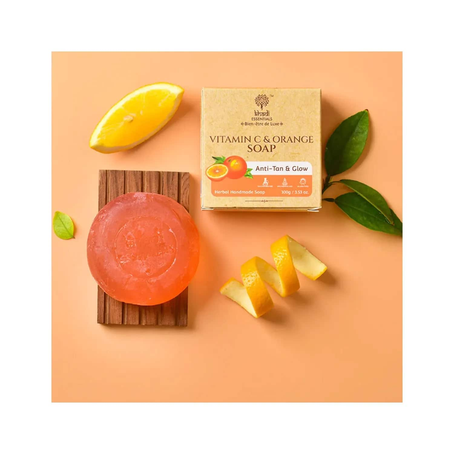 Khadi Essentials | Khadi Essentials Vitamin C & Orange Handmade Ayurvedic Soap (100g)