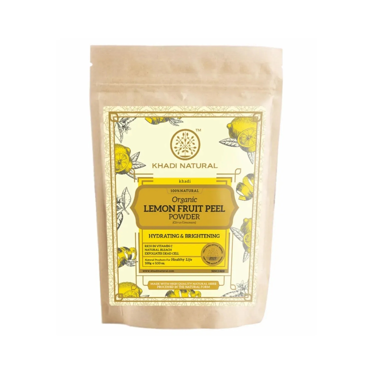 Khadi Natural Lemon Fruit Peel Organic Powder (100g)