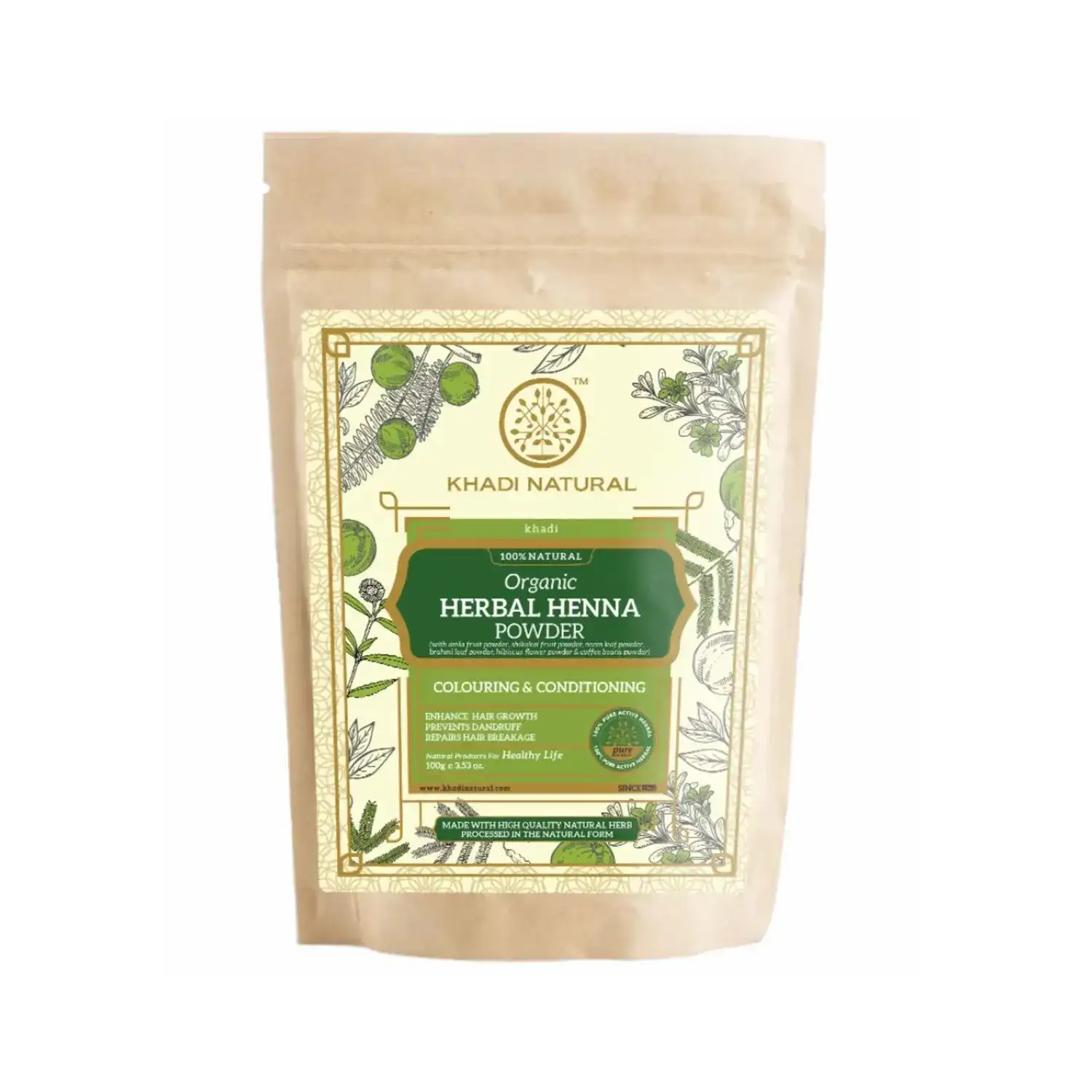Buy Khadi Natural Organic Herbal Henna Powder (100g) Online at Best