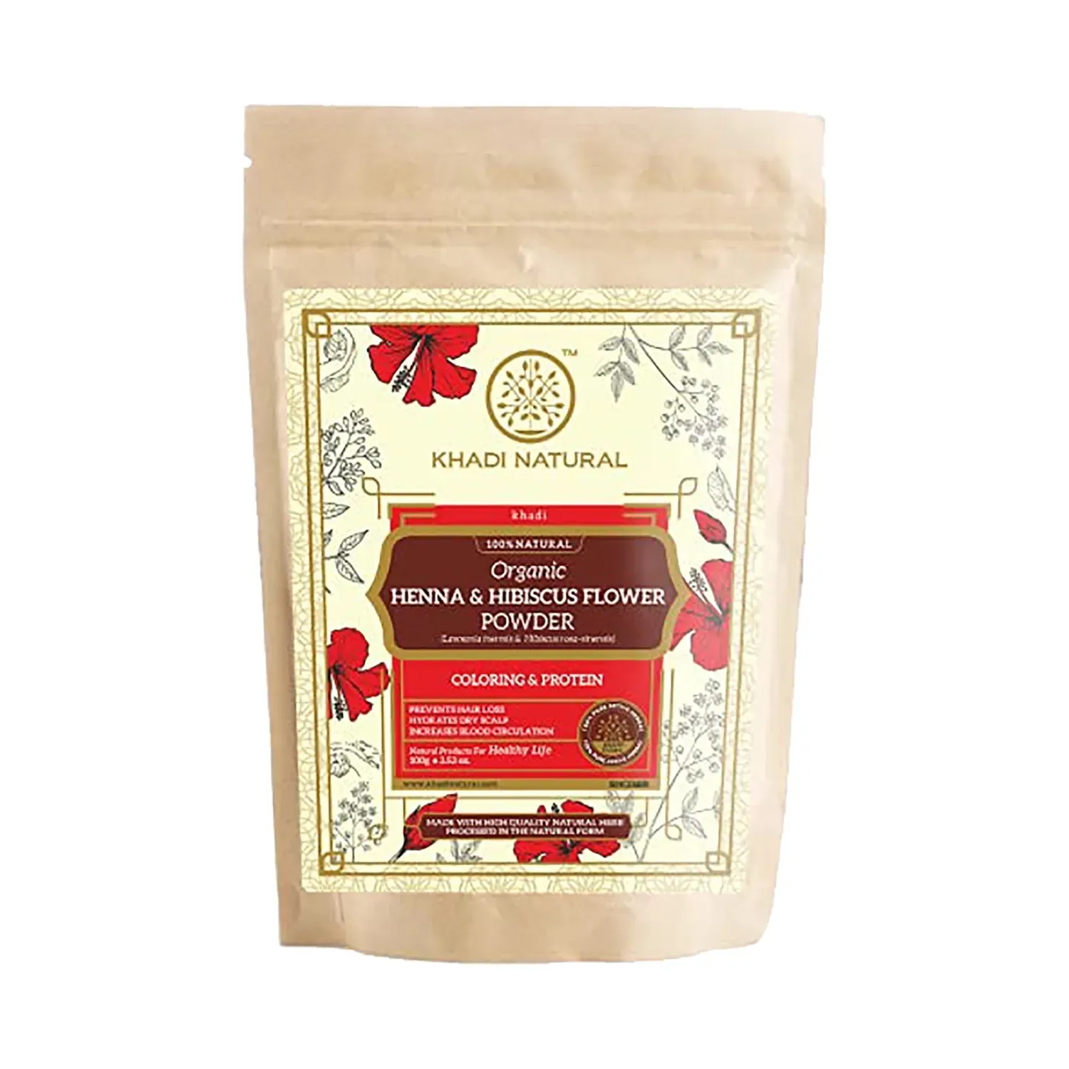 Khadi Natural | Khadi Natural Henna & Hibiscus Flower Organic Powder (100g)