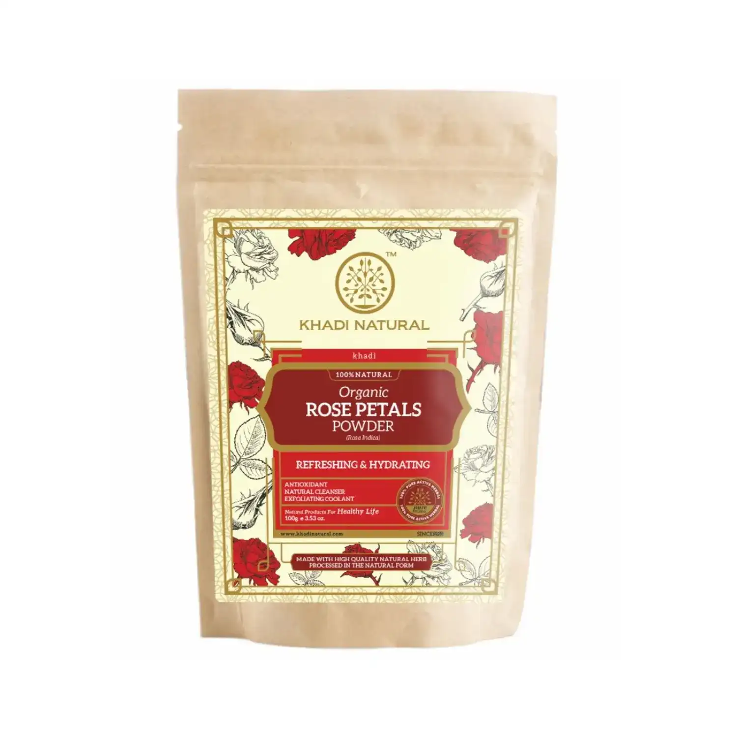 Khadi Natural Rose Petals Organic Powder (100g)