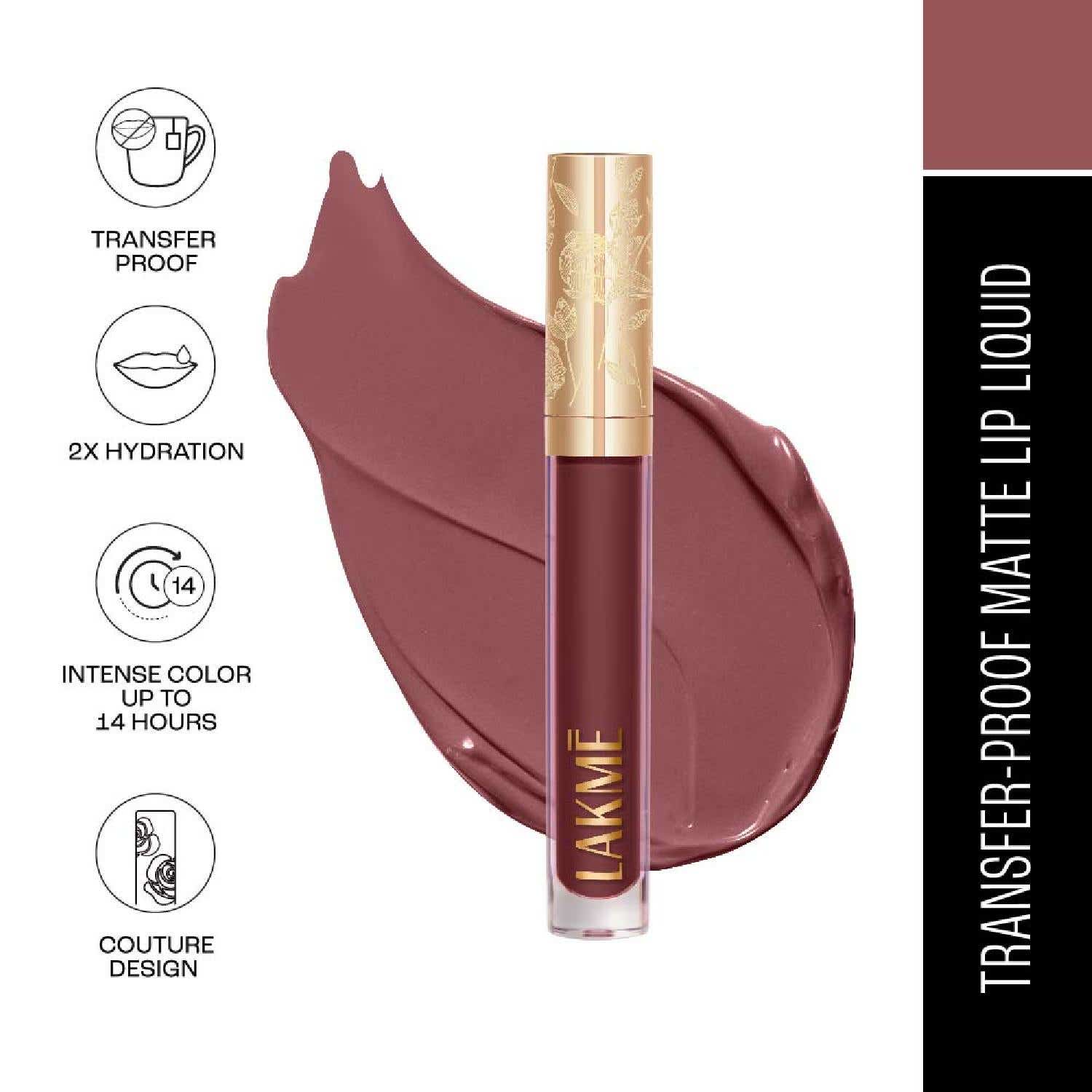 Lakme | Lakme Rouge Bloom Matte Liquid Lipstick - Mocha Maiden 301 (3.5 ml)