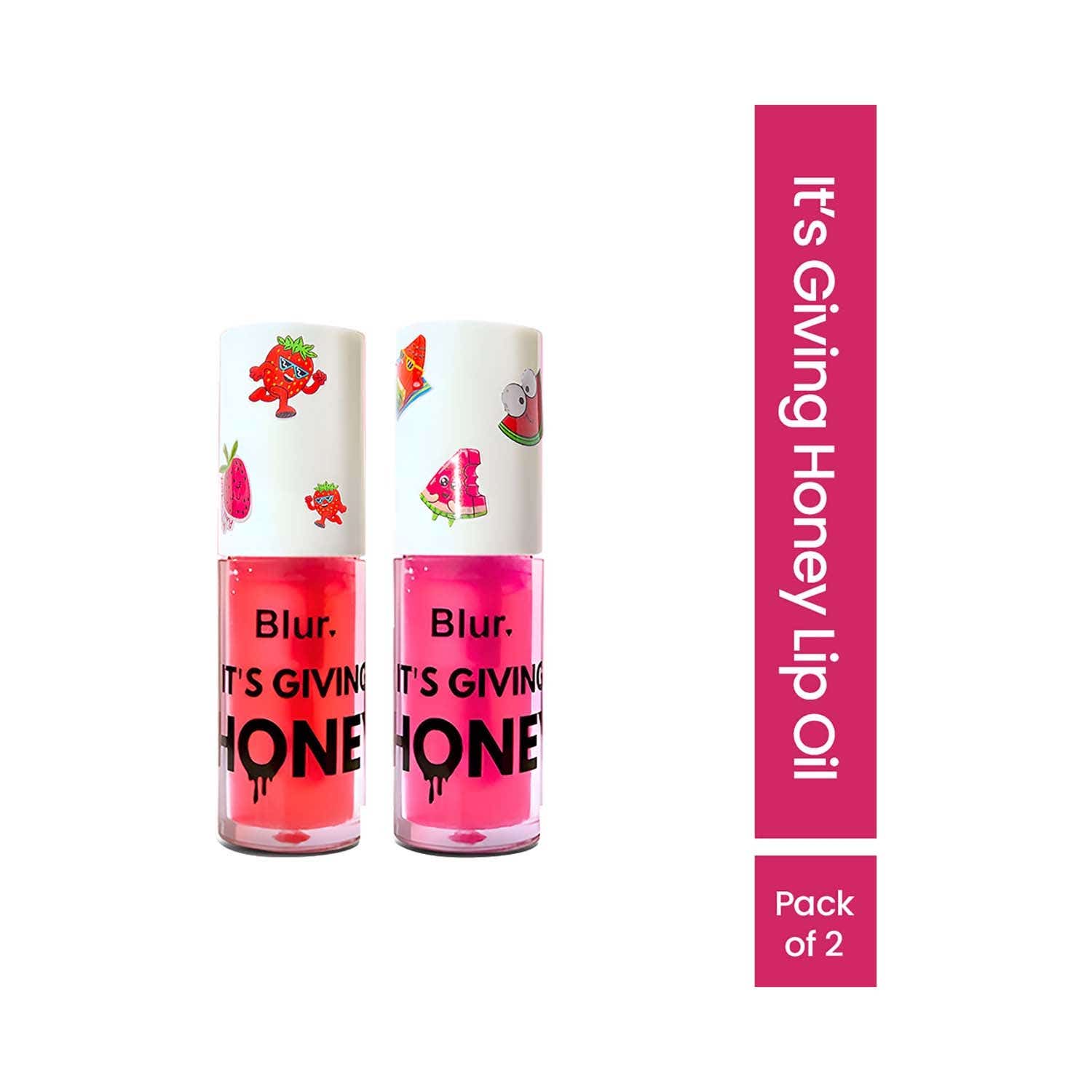 Blur India | Blur India It's Giving Honey Lip Oil Pack - Watermelon & Strawberry (2 pcs)