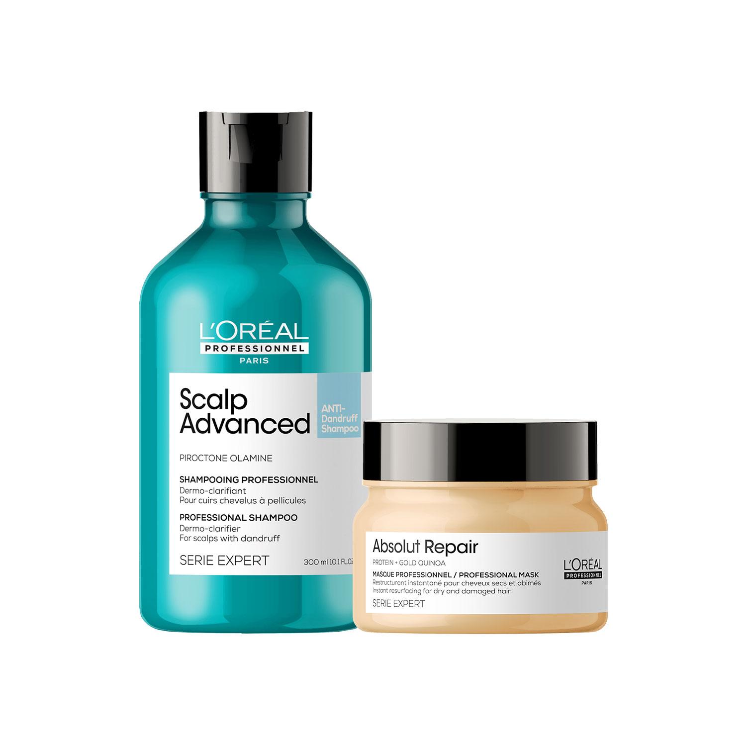 L'Oreal Professionnel | L'Oreal Professionnel Scalp Advanced Anti-Dandruff Shampoo 300ml & Absolut Repair Hair Mask 250ml