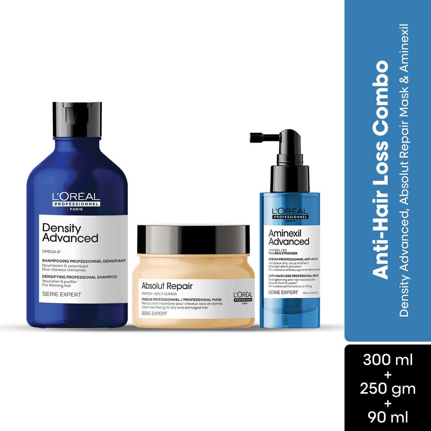 L'OREAL PROFESSIONNEL | L'OREAL PROFESSIONNEL Anti-Hair Loss Regime-Density Advanced Shampoo, Mask, Aminexil Advanced Combo