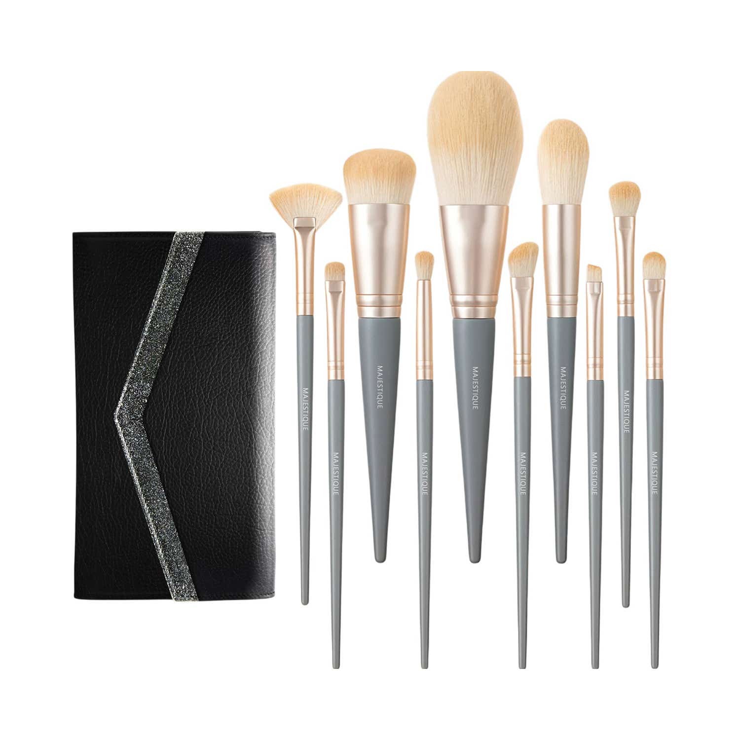 Majestique | Majestique Premium Face Makeup Brush Set in Leatherite Kit (11 pcs)
