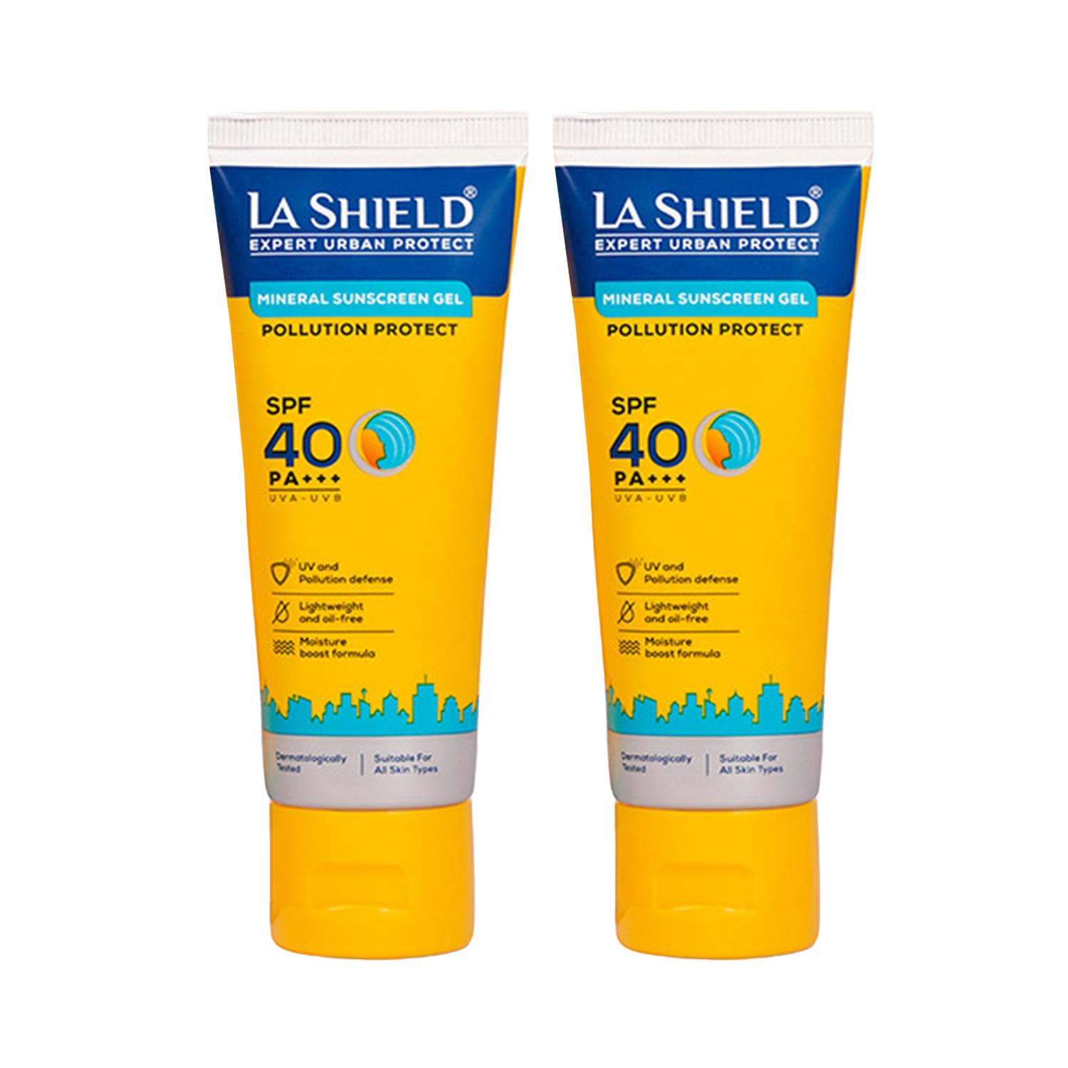 La Shield | La Shield Pollution Protect Mineral Sunscreen Gel SPF 50 Pack of 2 (50 g)
