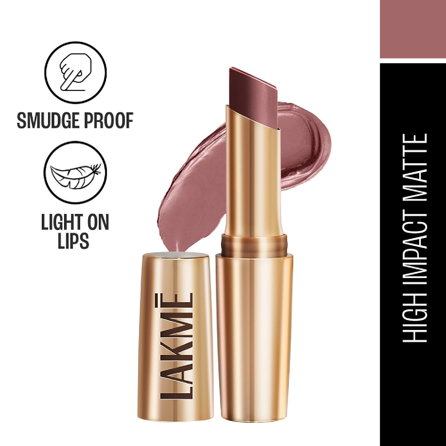 Lakme | Lakme 9 to 5 Powerplay Priming Matte Lipstick, Lasts 16hrs, Dusty Pink (3.6g)