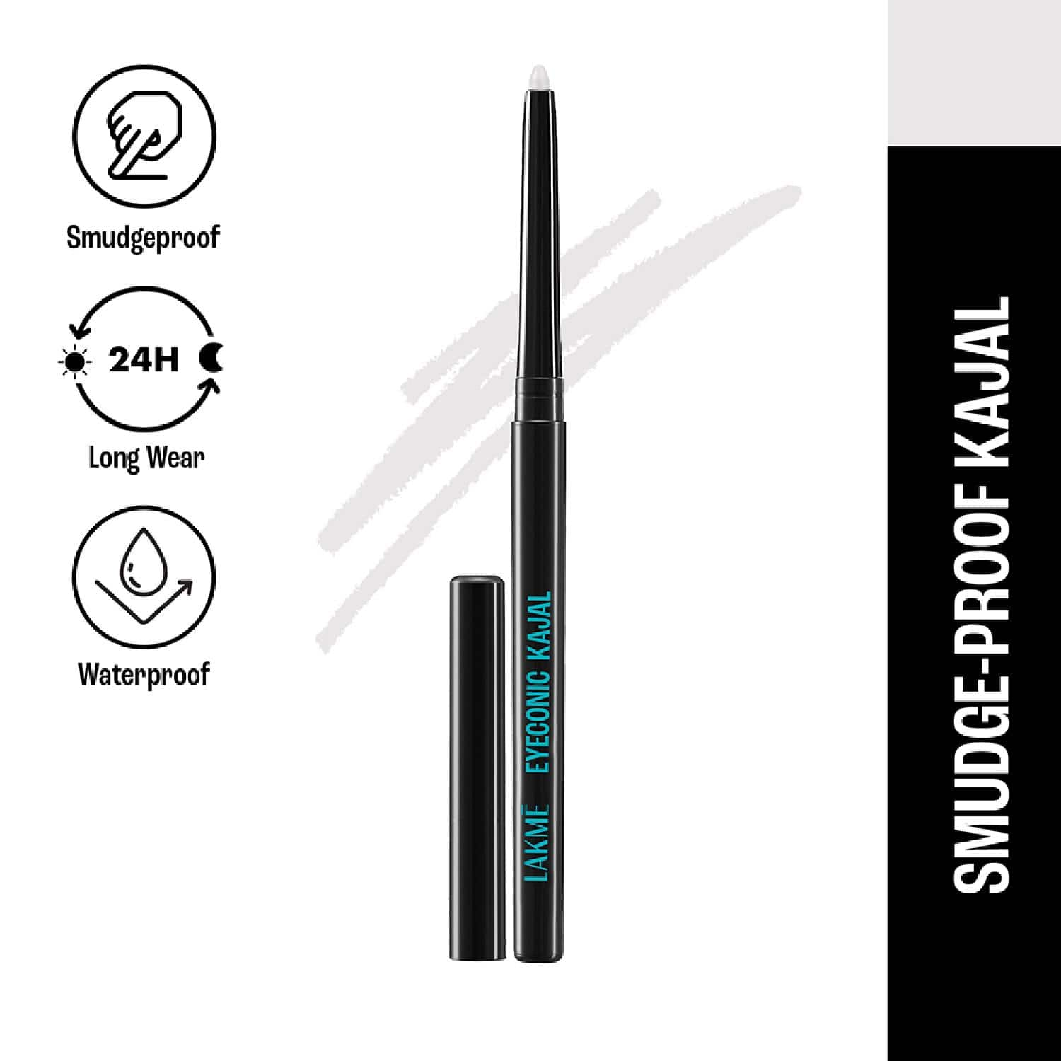 Lakme | Lakme Eyeconic Kajal, Matte Waterproof Kohl, Smudgeproof Kajal that lasts 24 Hrs, White (0.35g)