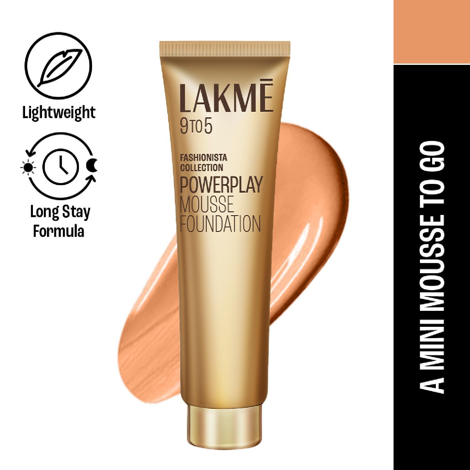 Lakme | Lakme 9 to 5 Powerplay Mousse Foundation Mini, Rose Ivory (9g)