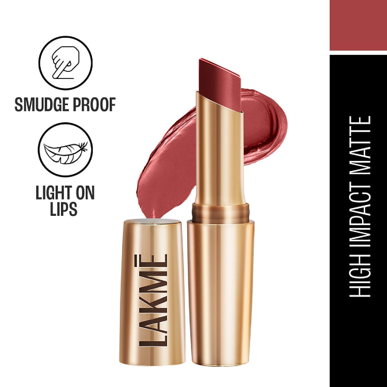 Lakme 9 to 5 Powerplay Priming Matte Lipstick, Lasts 16hrs, Roseatte Red (3.6g)