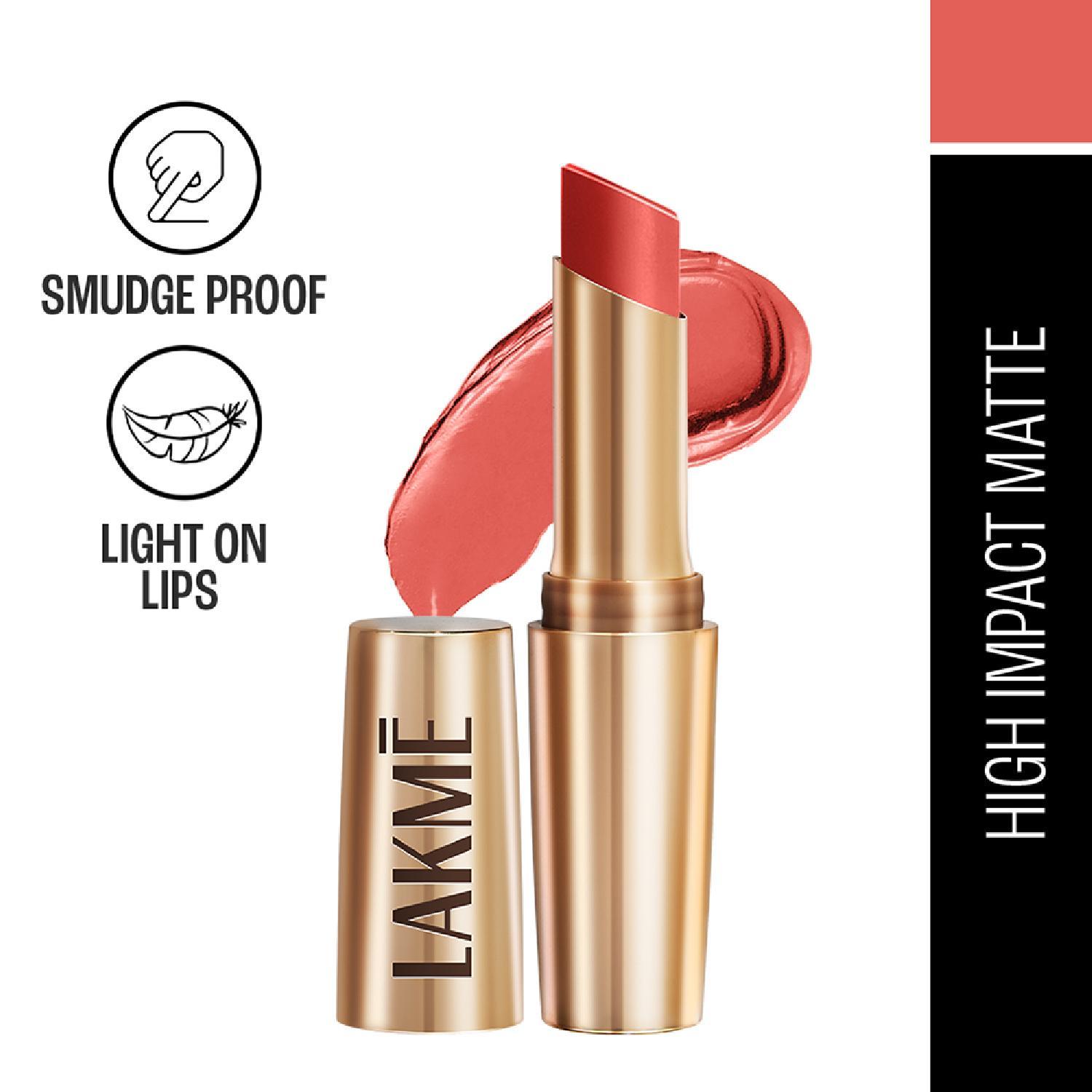 Lakme | Lakme 9 to 5 Powerplay Priming Matte Lipstick, Lasts 16hrs, Coral Date (3.6g)
