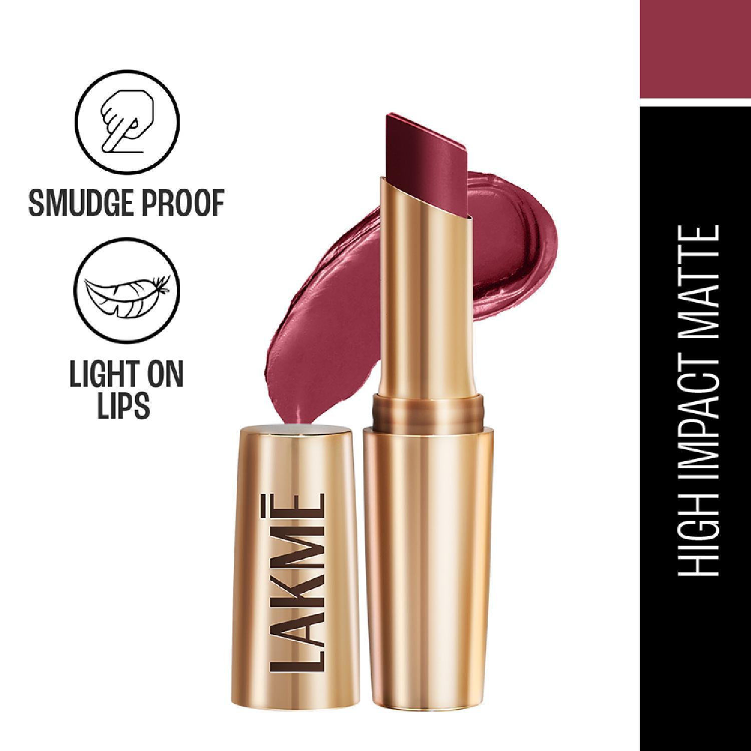 Lakme | Lakme 9 to 5 Powerplay Priming Matte Lipstick, Lasts 16hrs, Maroon Mix (3.6g)