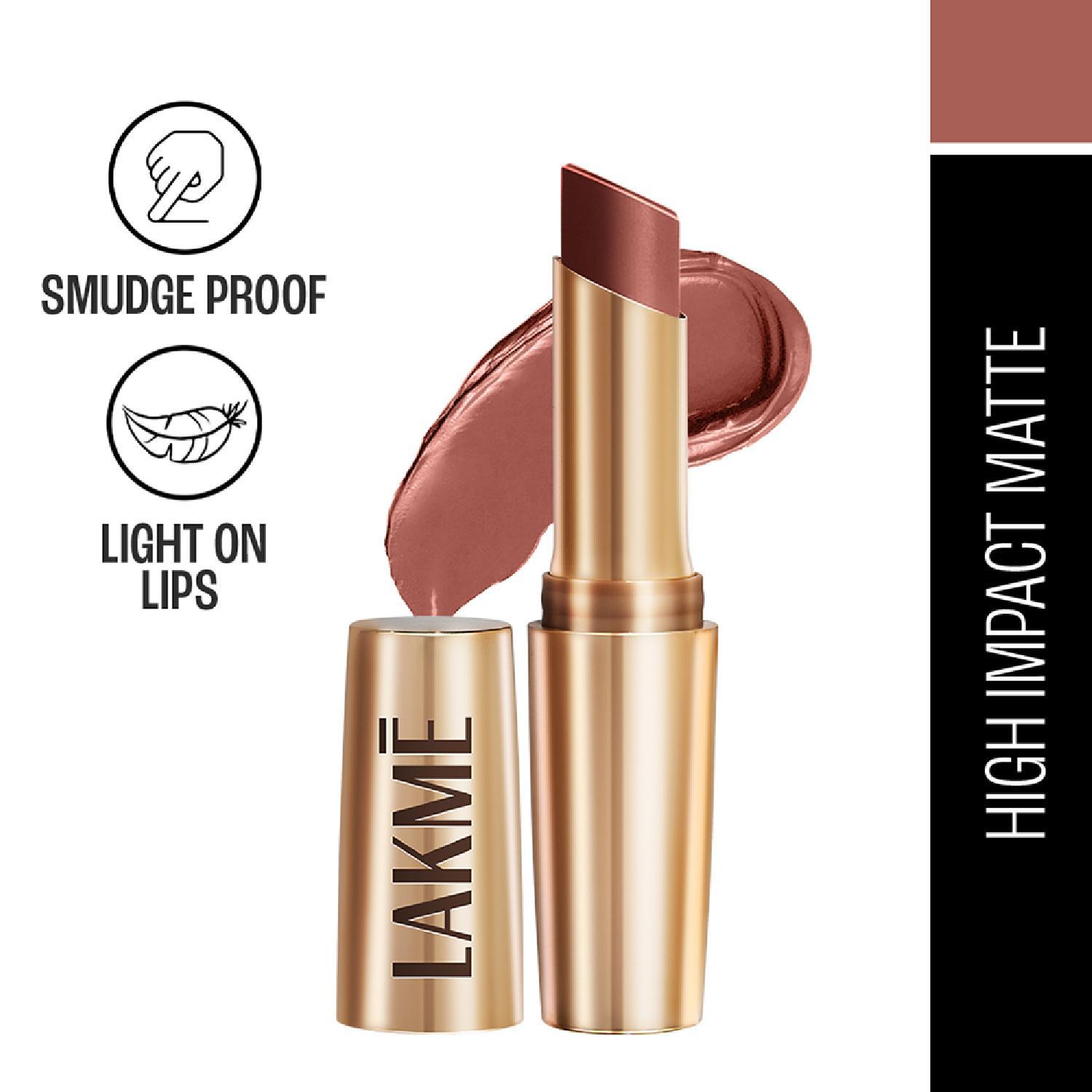 Lakme | Lakme 9 to 5 Powerplay Priming Matte Lipstick, Lasts 16hrs, Nude Touch (3.6g)