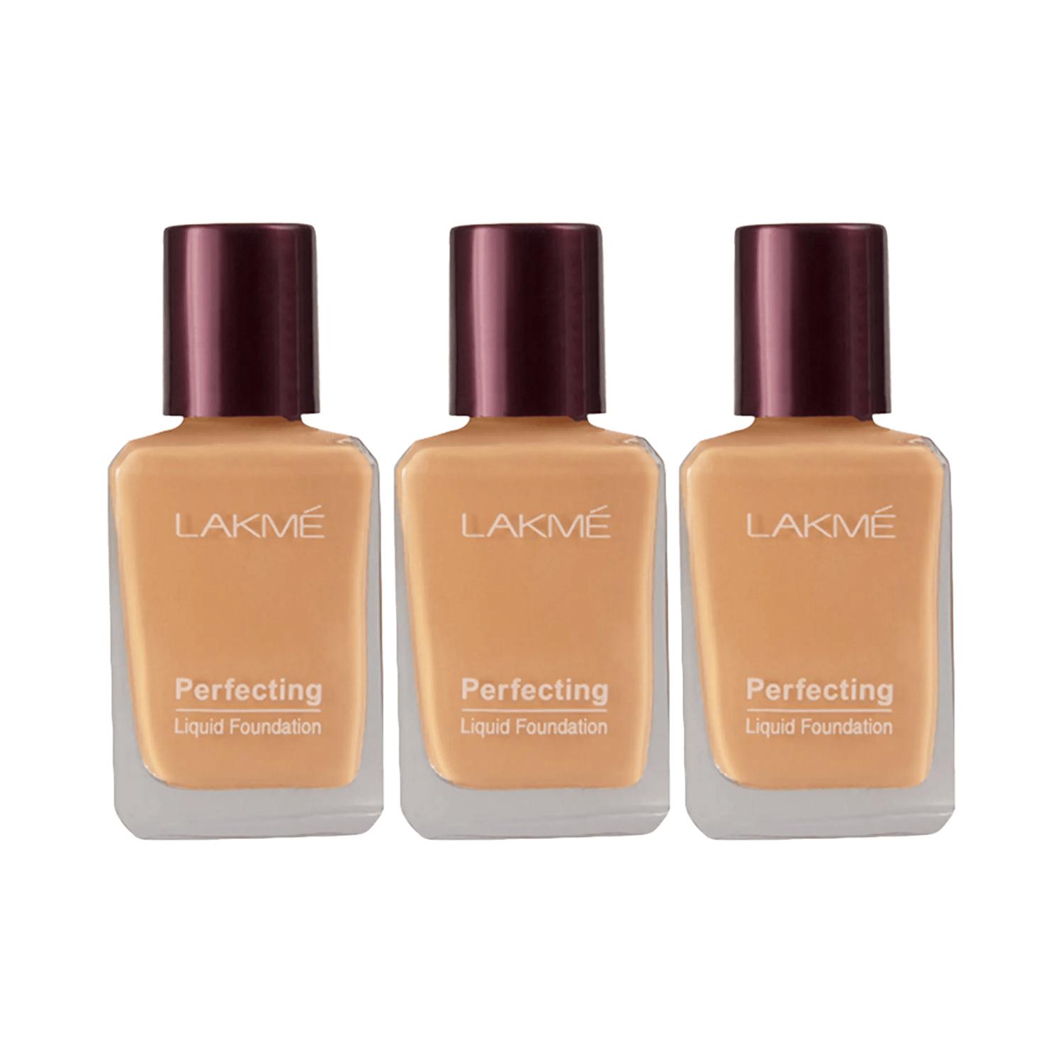 Lakme | Lakme Perfecting Liquid Foundation Coral (27ml) - (Pack Of 3)