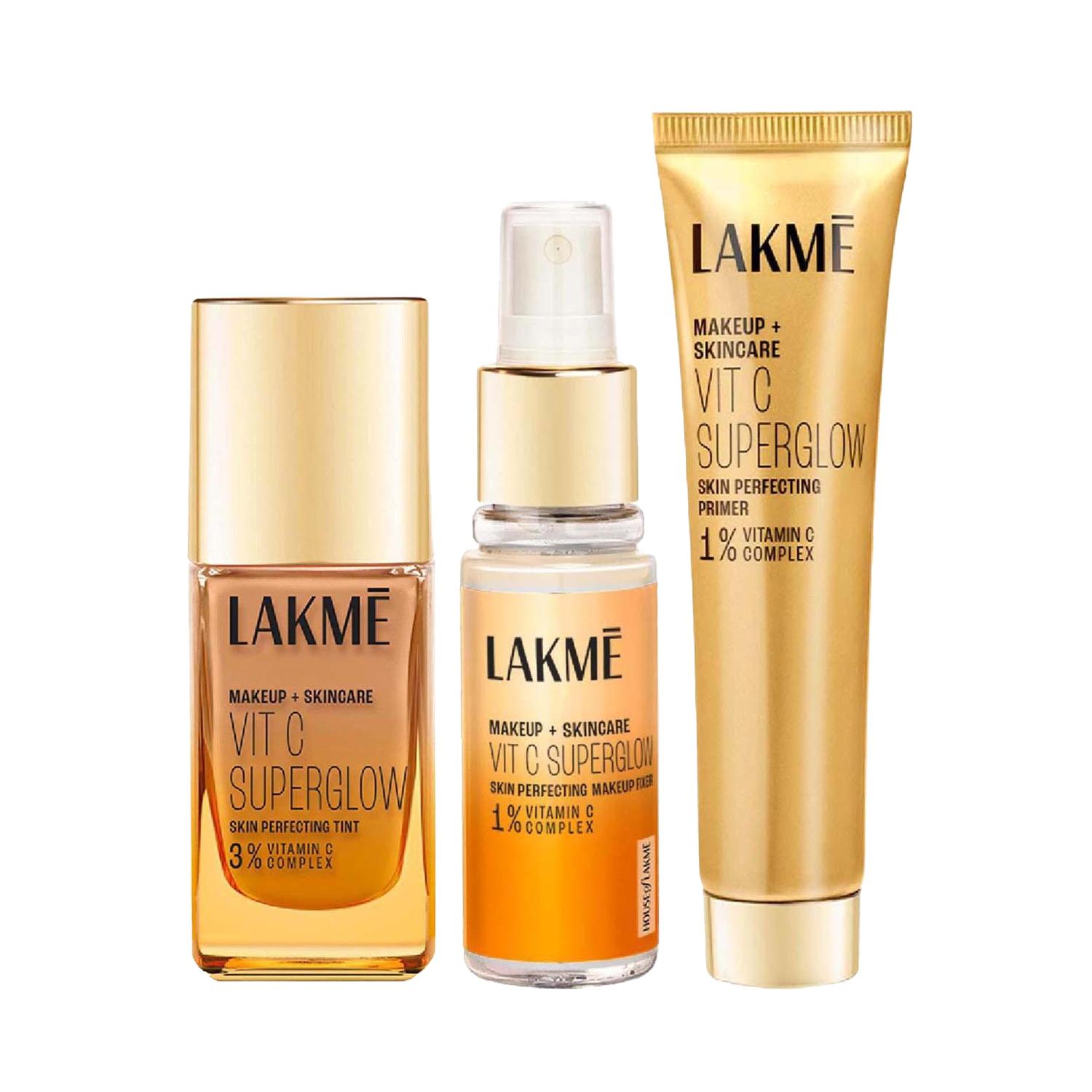 Lakme | Lakme Vitamin C Combo - Warm Beige Skin Tint (25 ml) + Primer (30 ml) + Makeup Fixer (60 ml)