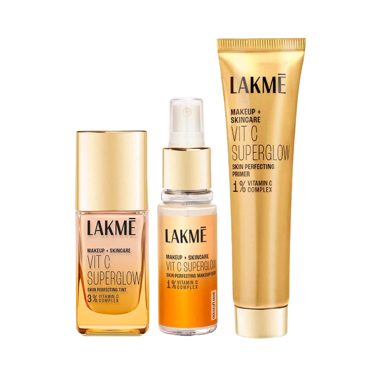 Lakme | Lakme Vitamin C Combo - Cool Ivory Skin Tint (25 ml) + Primer (30 ml) + Makeup Fixer (60 ml)