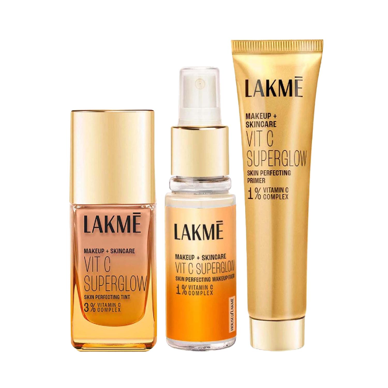 Lakme | Lakme Vitamin C Combo - Cool Rose Skin Tint (25 ml) + Primer (30 ml) + Makeup Fixer (60 ml)