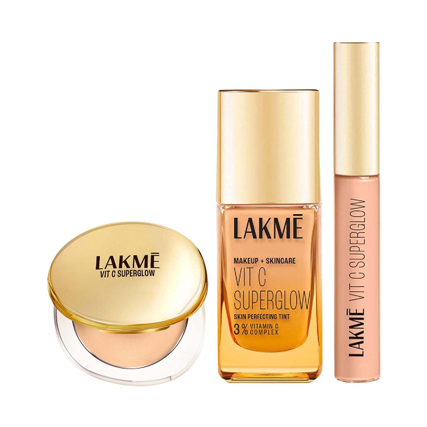 Lakme | Lakme Vitamin C Combo - Warm Creme Skin Tint (25 ml) + Sand Compact + Ivory Concealer