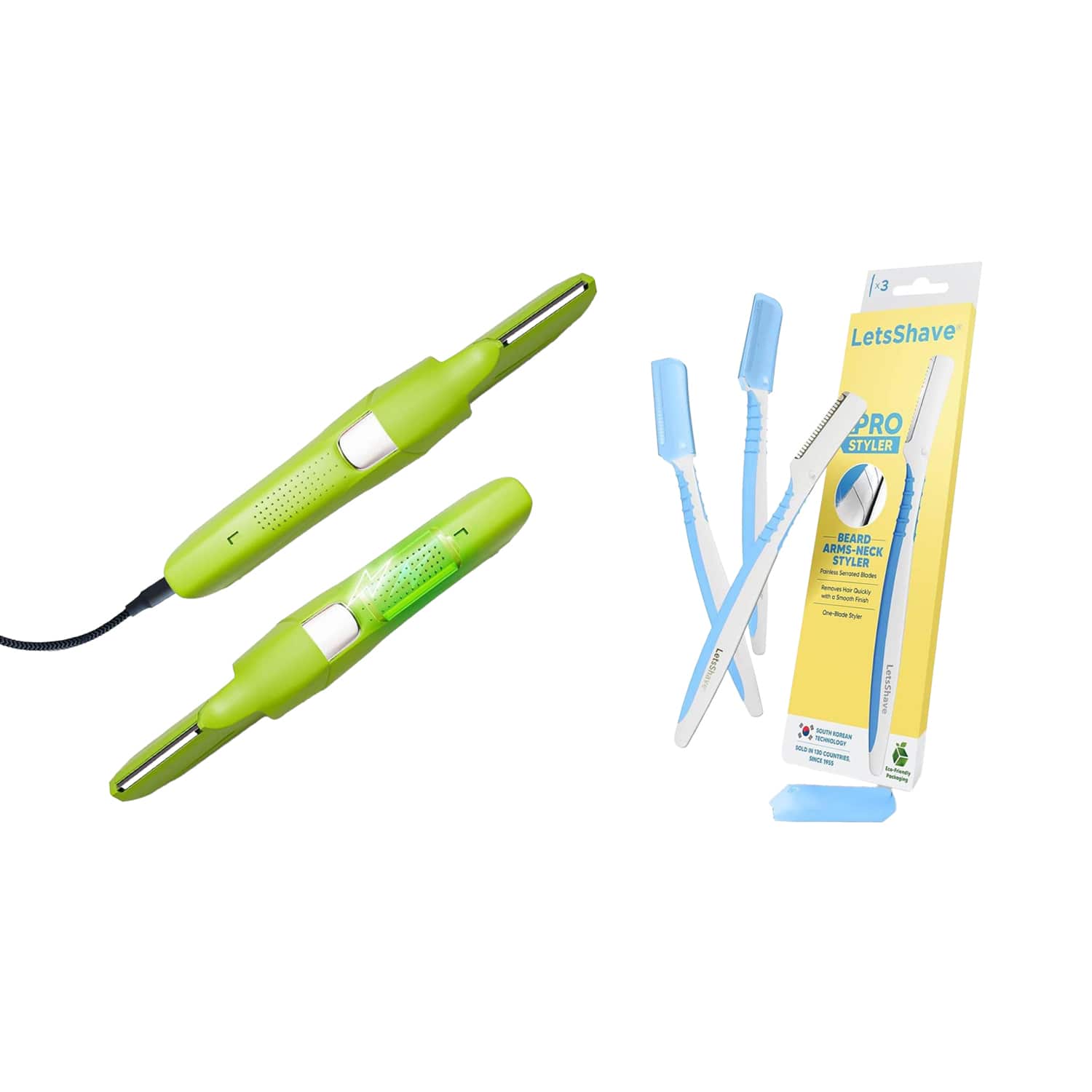 LetsShave | LetsShave Balls Trimmer-Body Groomer-Green & Beard Pen Styler & Trimmer -White, Blue (3Pcs) Combo
