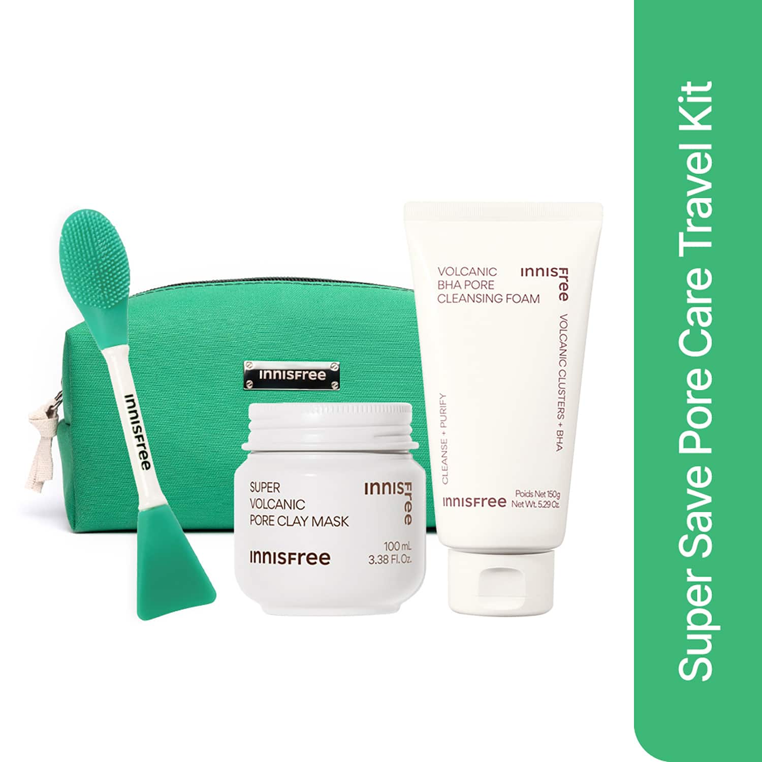 Innisfree | Innisfree Pore Care Besties Combo - Mask, Cleanser, Spatula & Pouch (4 pcs)