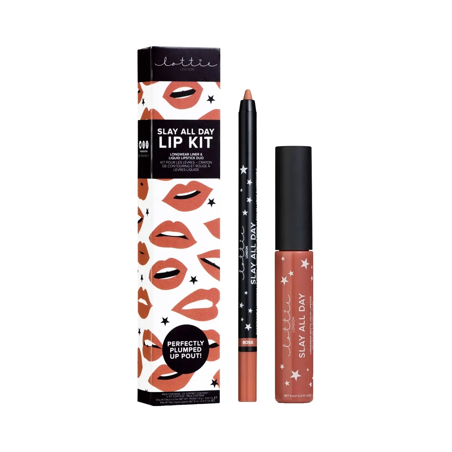 Lottie London Slay All Day Lip Kit - Boss (1.10g + 6ml)