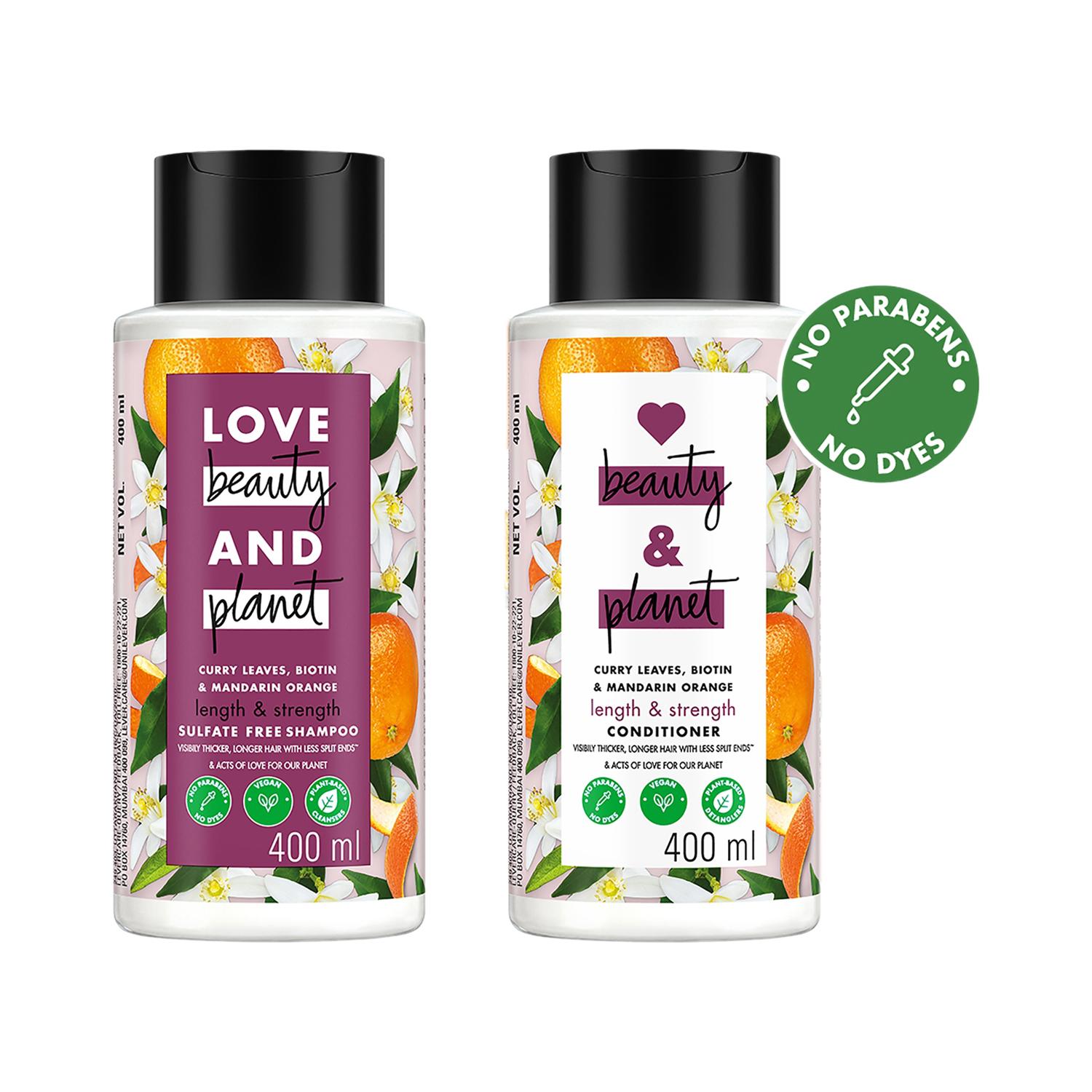 Love Beauty & Planet | Love Beauty & Planet Curry Leaves, Biotin & Mandarin Long & Strong Hair Care Combo