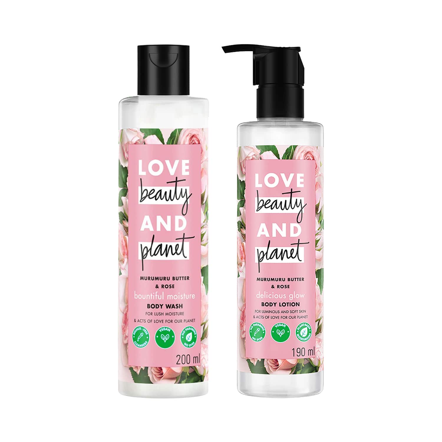 LOVE beauty AND planet | LOVE beauty AND planet Skin Moisturising Combo Body wash (200 ml) + Body Lotion (190 ml)